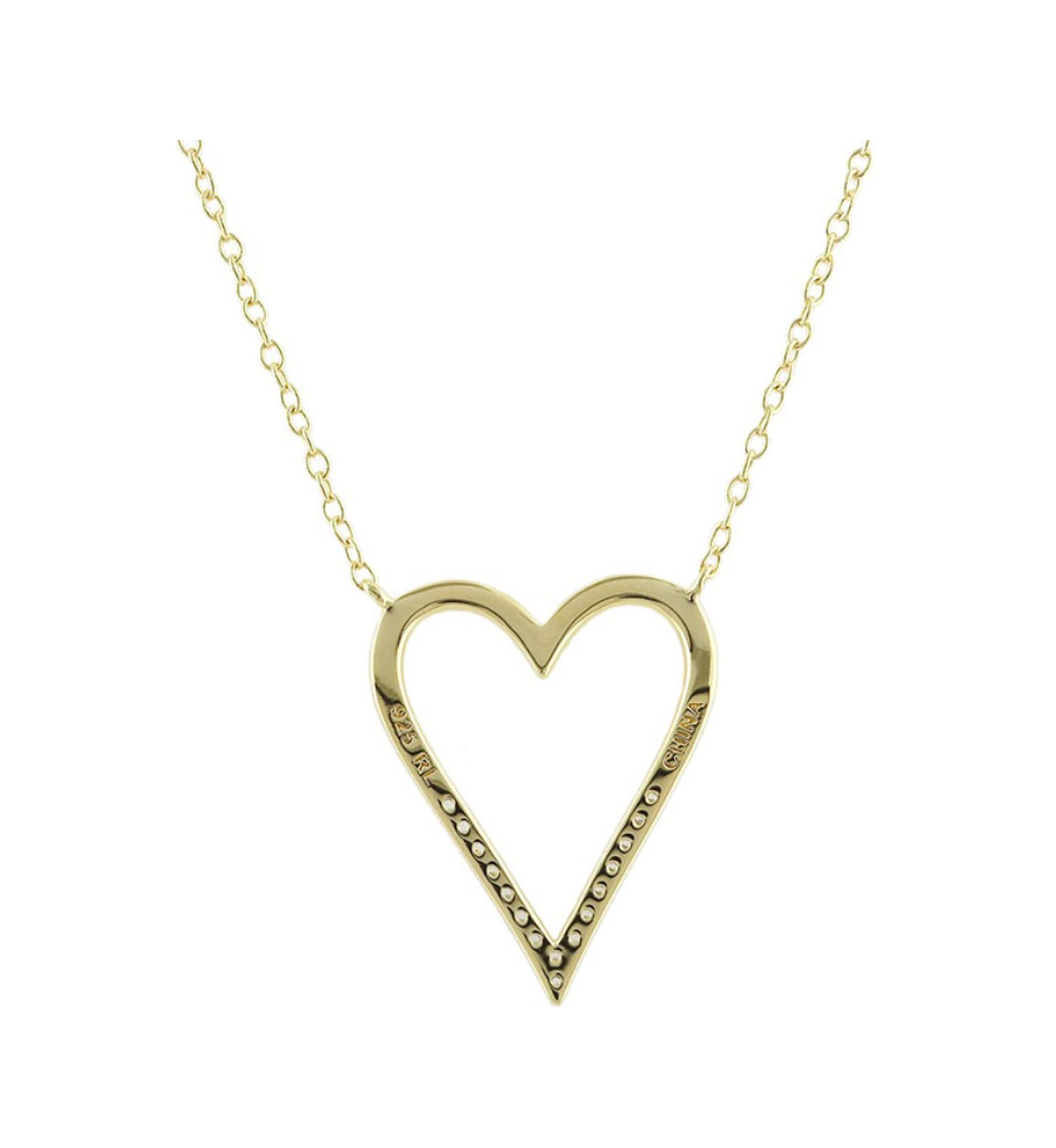 1/10 ct. t.w. Diamond Heart Necklace in Gold Over Sterling Silver
