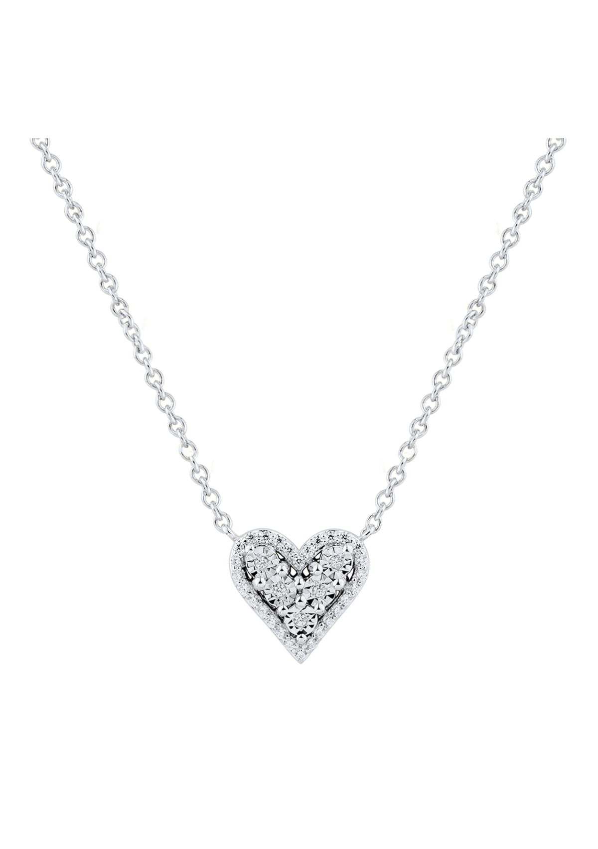 1/10 ct. t.w. Diamond Heart Necklace in Sterling Silver 