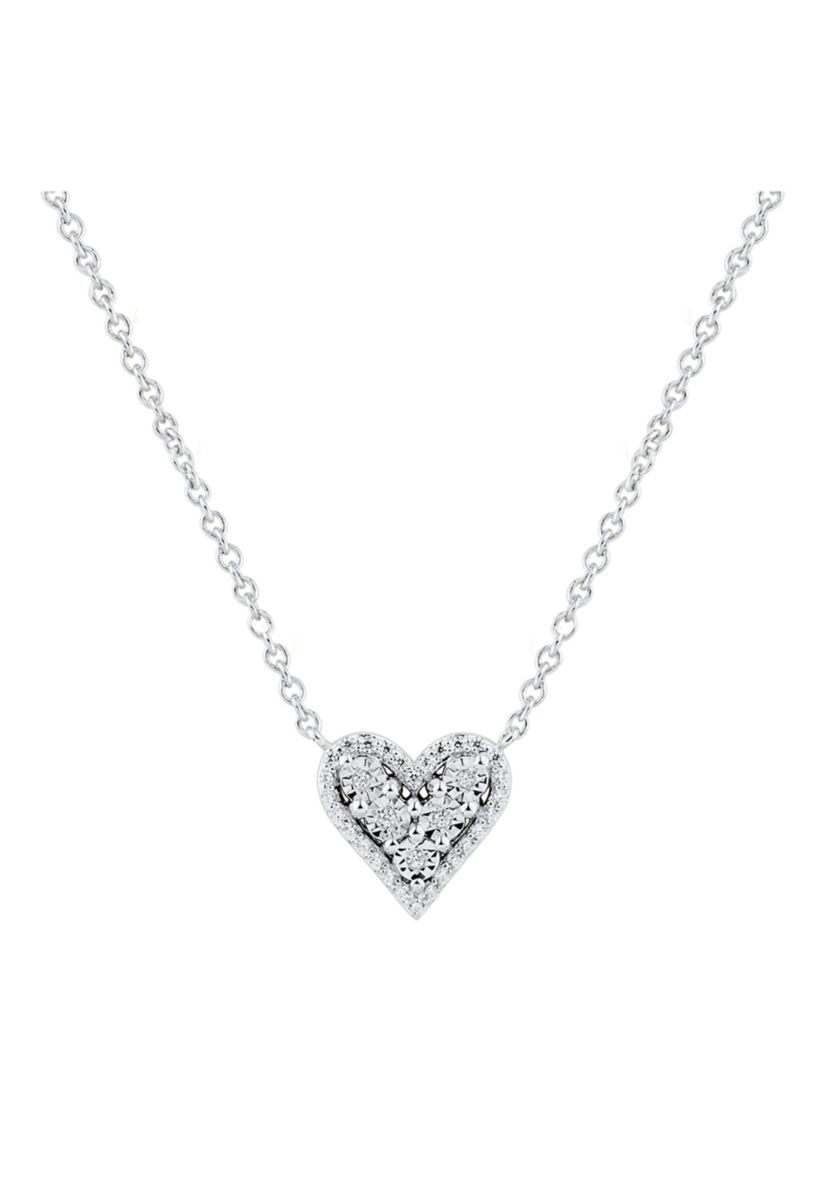 1/10 ct. t.w. Diamond Heart Necklace in Sterling Silver 