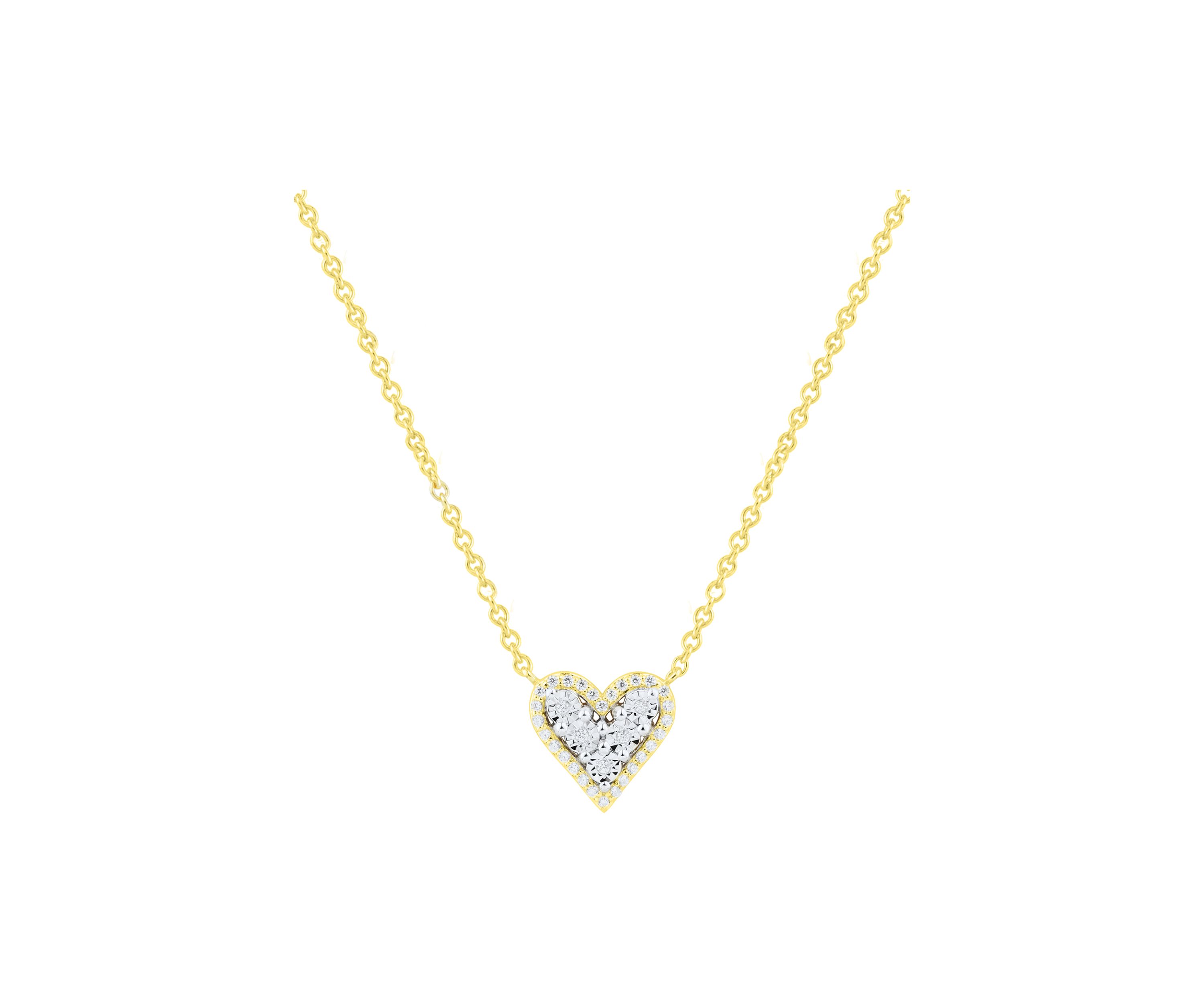 1/10 ct. t.w. Diamond Heart Necklace in Gold Over Sterling Silver 