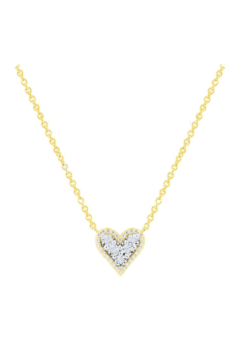1/10 ct. t.w. Diamond Heart Necklace in Gold Over Sterling Silver 