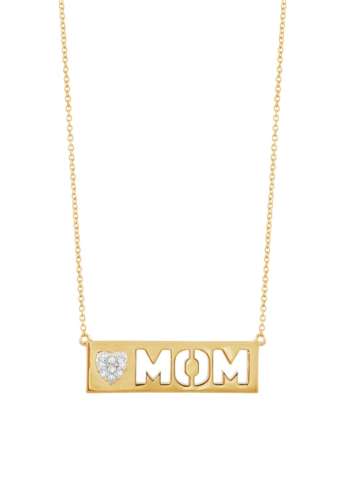 1/10 ct. t.w. Diamond Mom Necklace in Gold Plated Sterling Silver