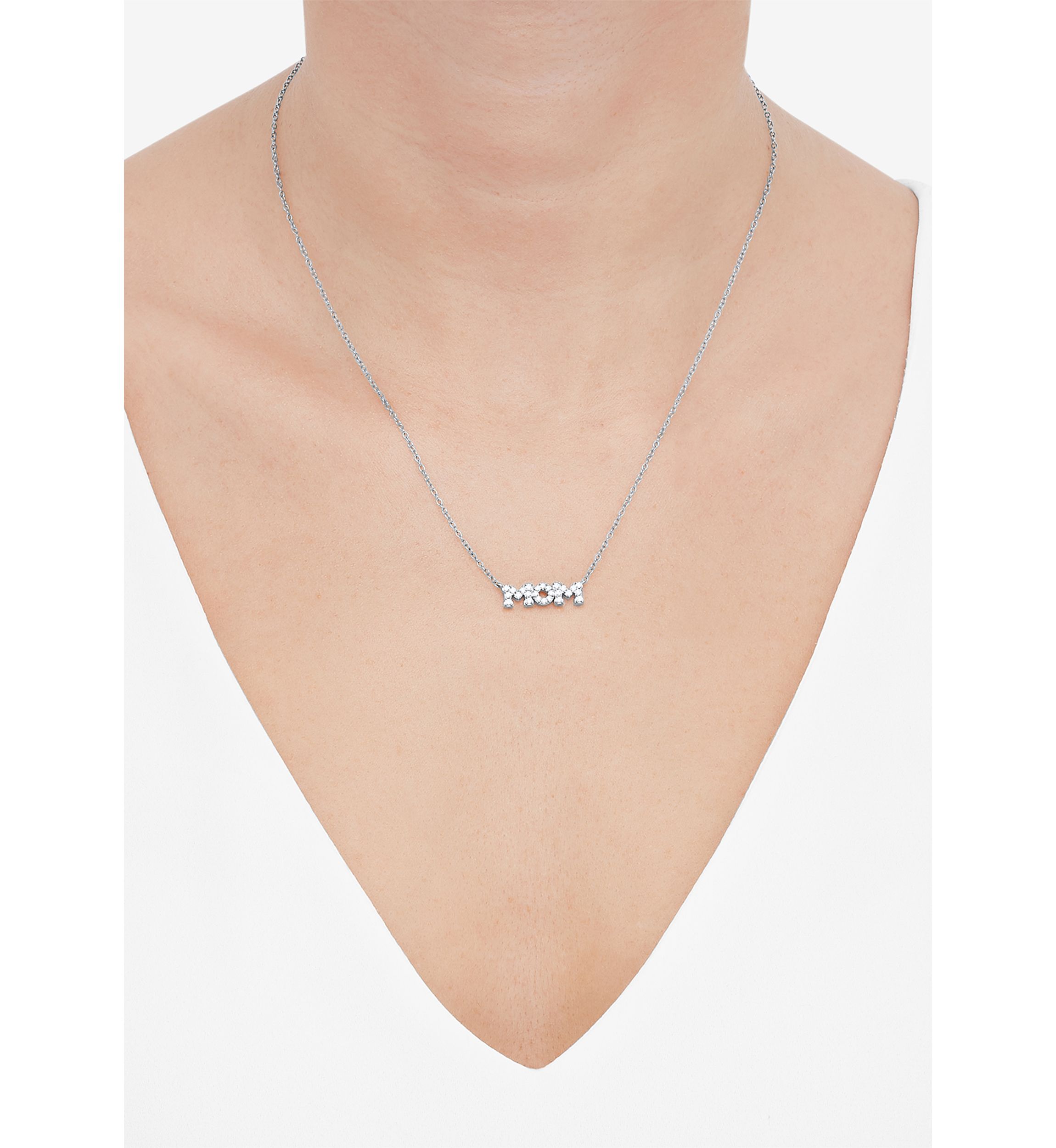 1/4 ct. t.w. Lab Grown Diamond Mom Necklace in Sterling Silver
