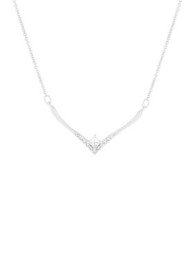 Belk & Co 1/4 ct. t.w. Lab Grown Diamond Chevron Necklace in 10K White Gold, 18 in