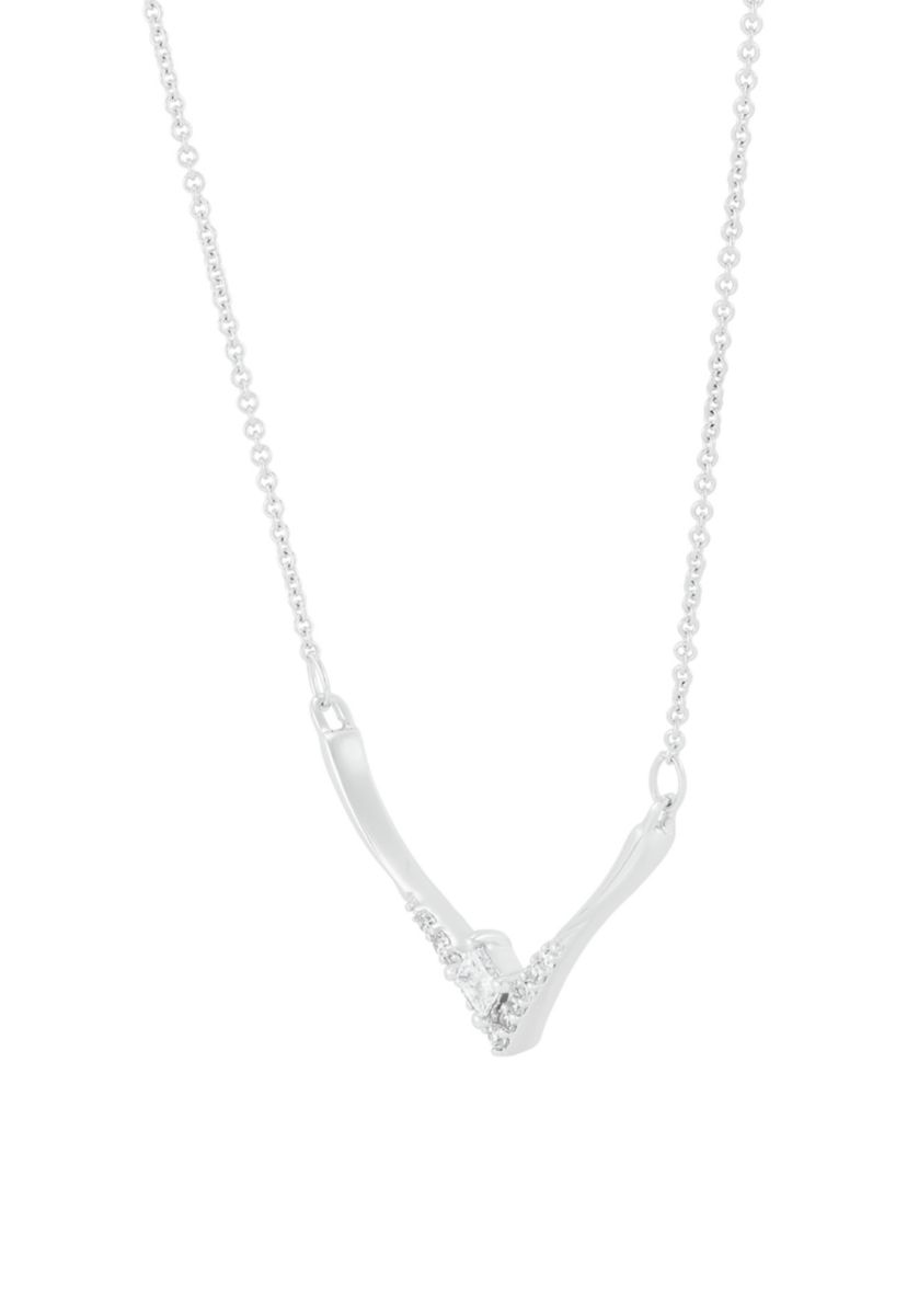 1/4 ct. t.w. Lab Grown Diamond Chevron Necklace in 10K White Gold