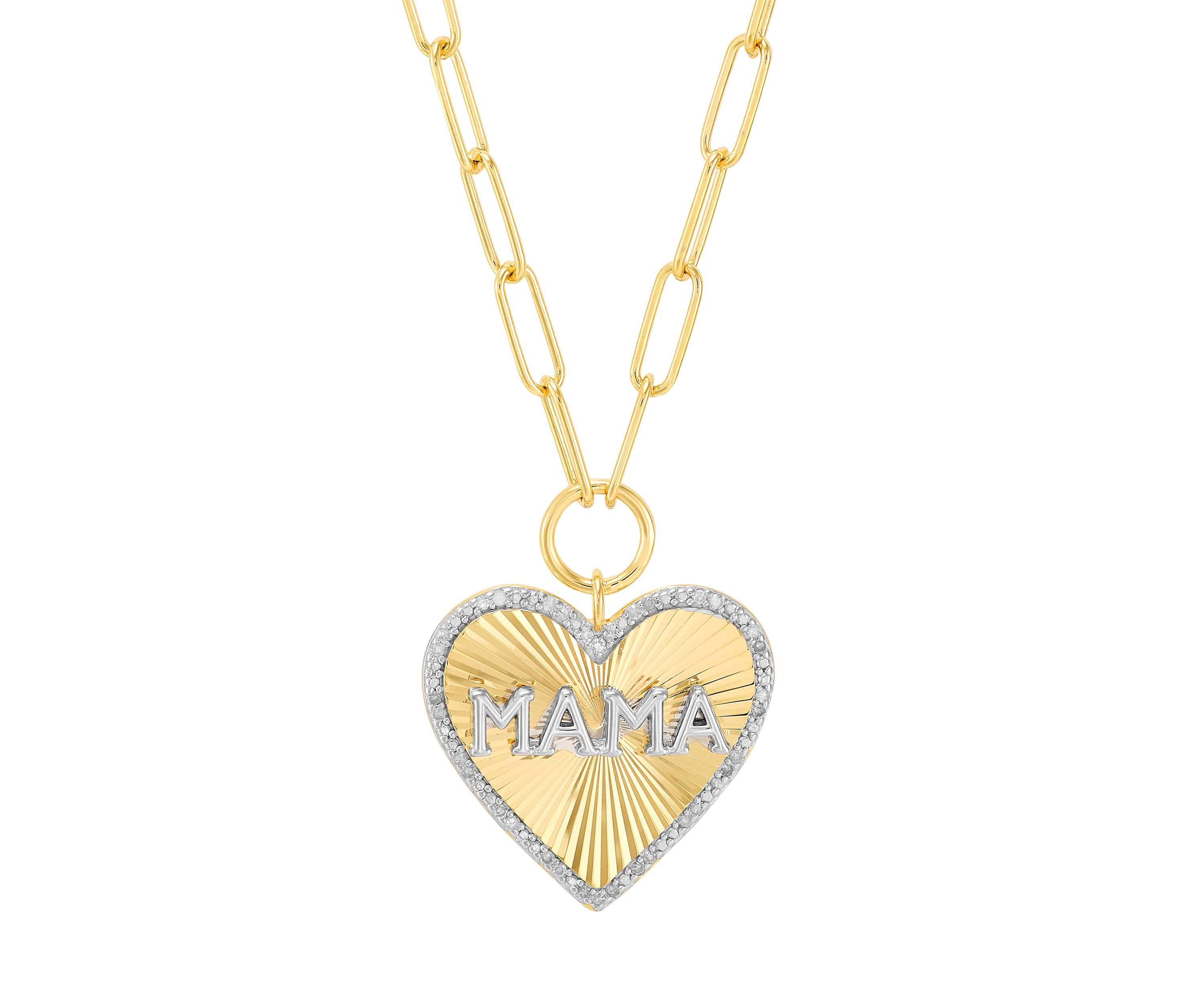 1/10 ct. t.w. Diamond Heart Necklace in Gold Over Silver