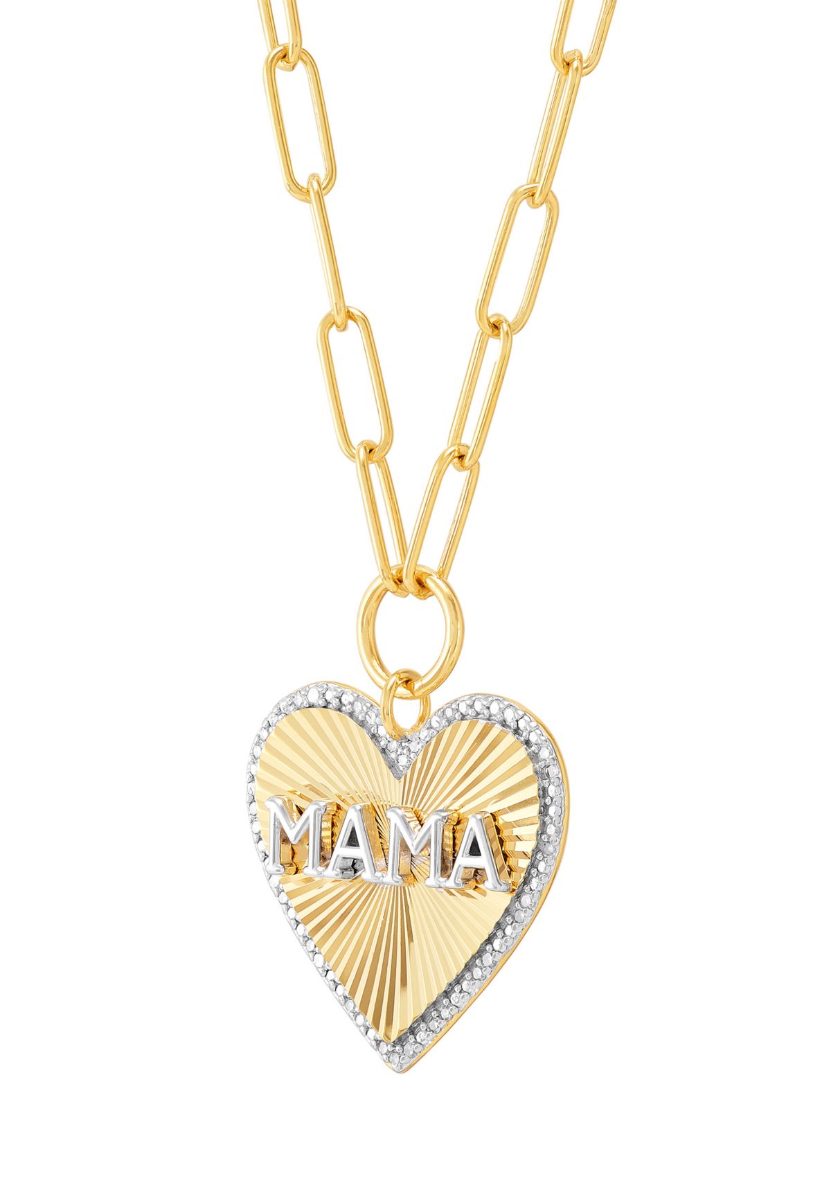 1/10 ct. t.w. Diamond Heart Necklace in Gold Over Silver