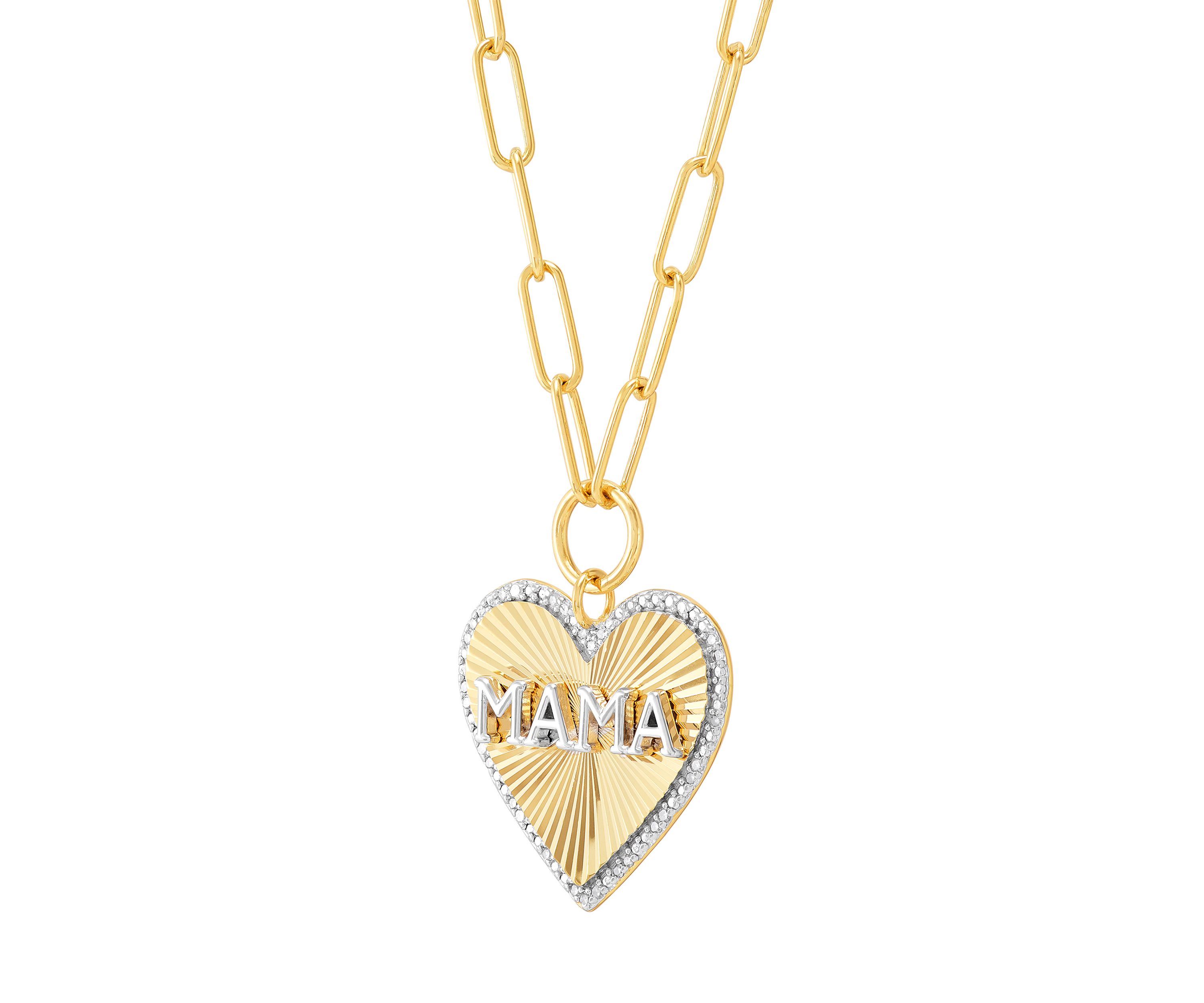 1/10 ct. t.w. Diamond Heart Necklace in Gold Over Silver