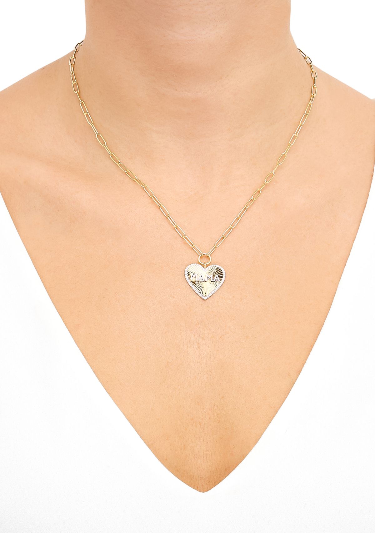 1/10 ct. t.w. Diamond Heart Necklace in Gold Over Silver