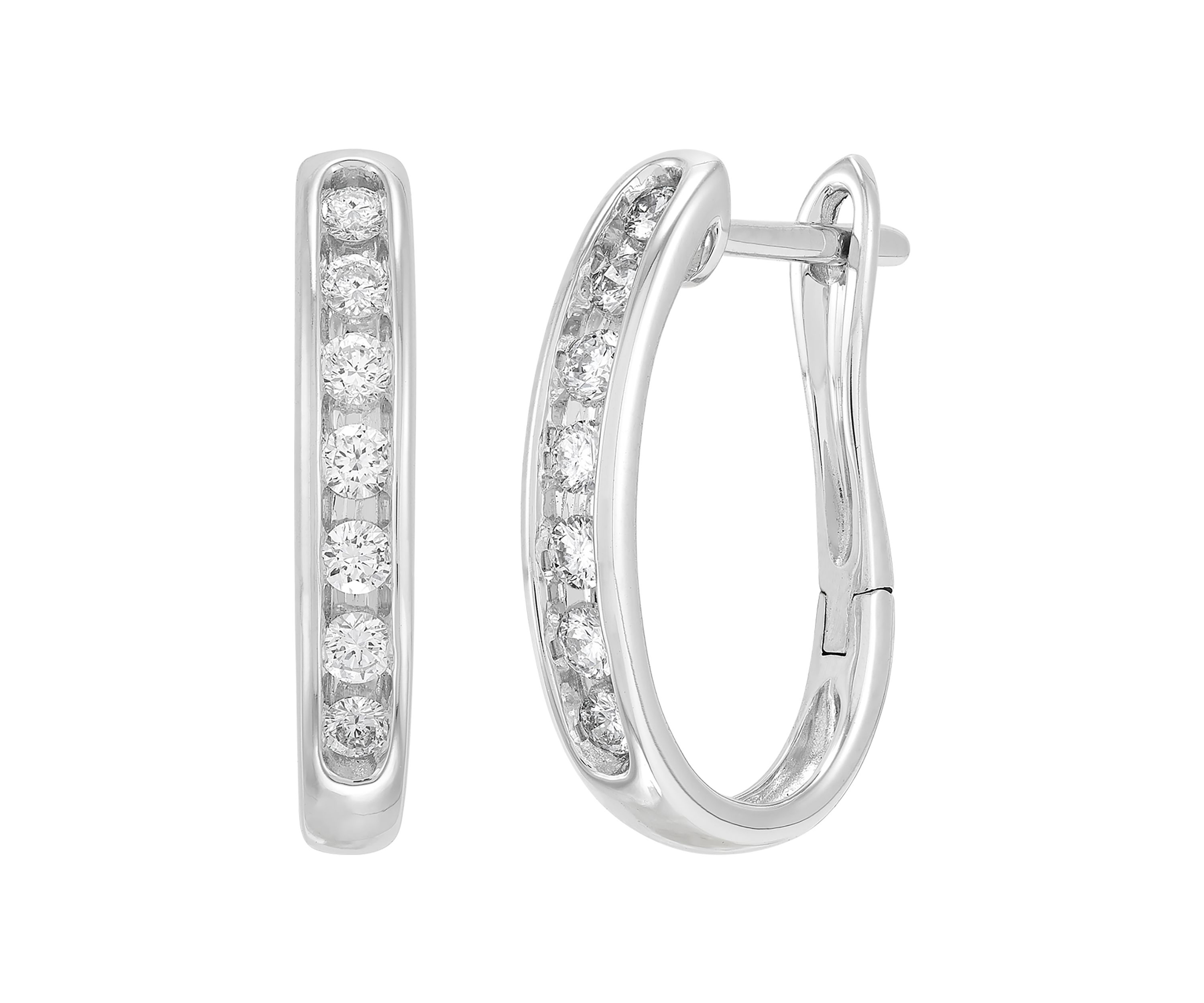  3/8 ct. t.w. Lab Grown Diamond Hoop Earrings in 10K White Gold