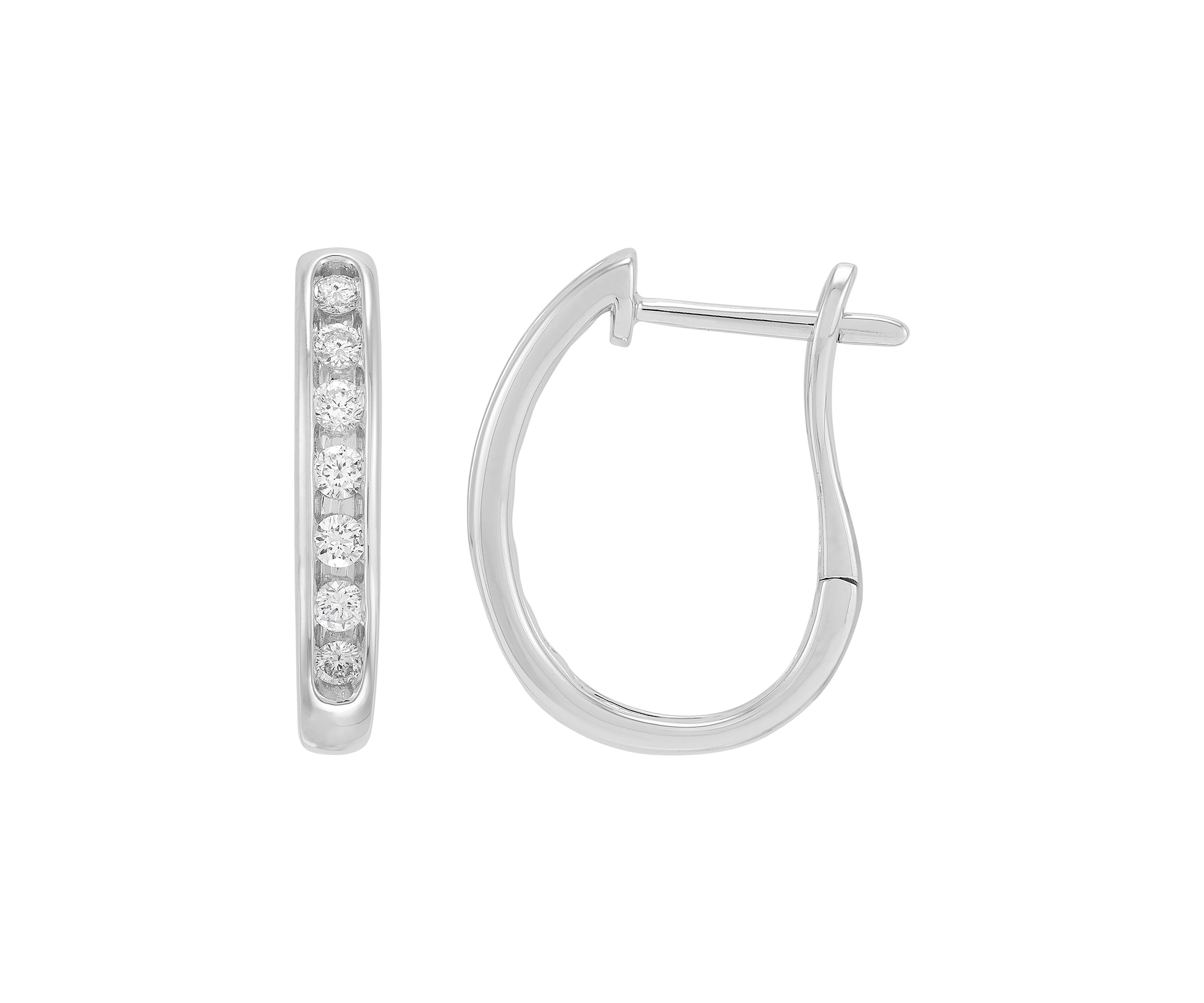  3/8 ct. t.w. Lab Grown Diamond Hoop Earrings in 10K White Gold