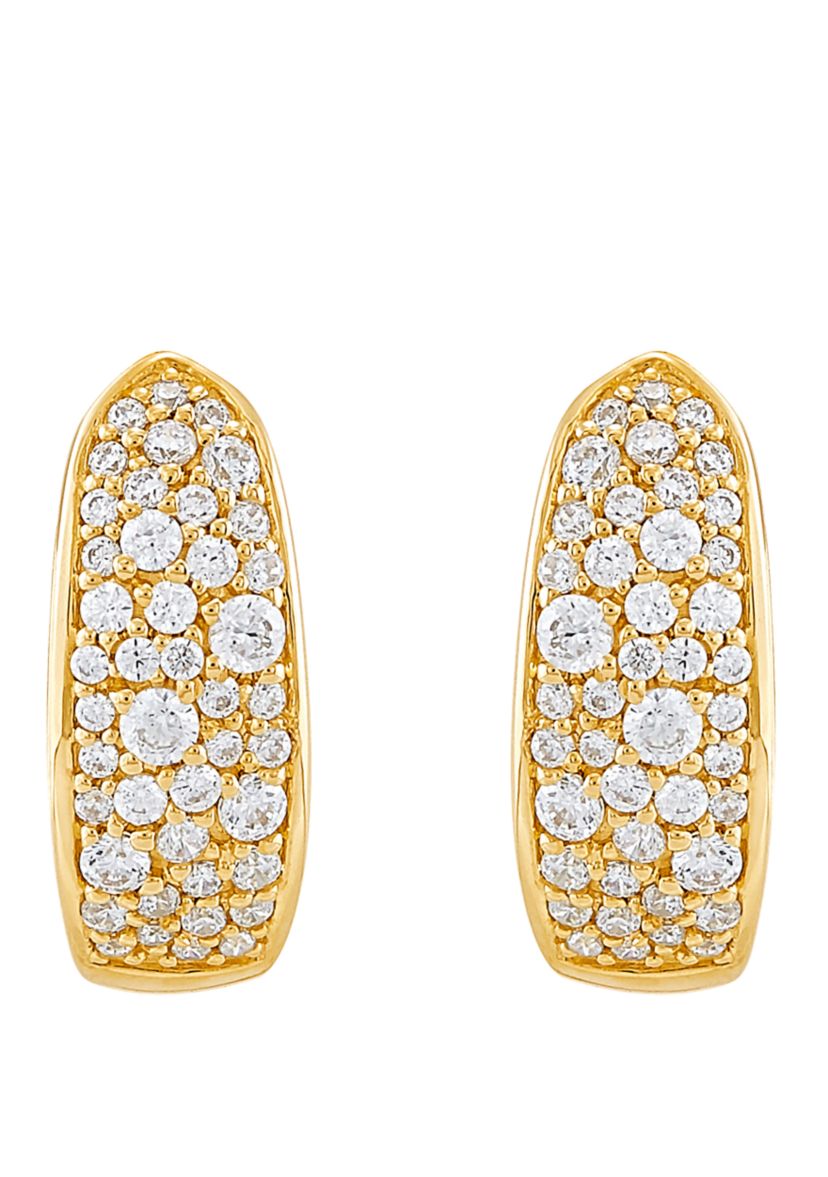 1/2 ct. t.w. Diamond Hoop Earrings in 10K Yellow Gold
