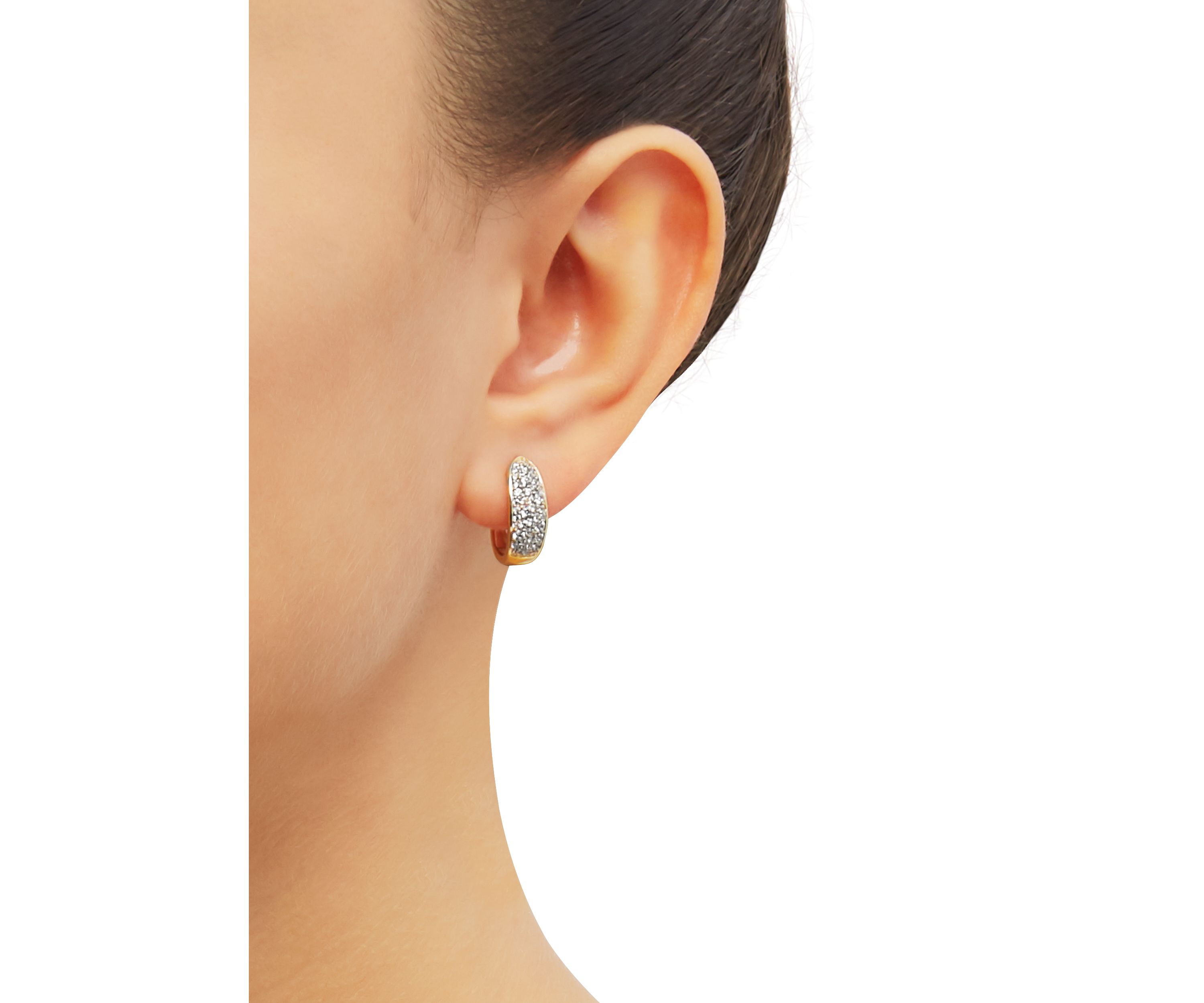 1/2 ct. t.w. Diamond Hoop Earrings in 10K Yellow Gold