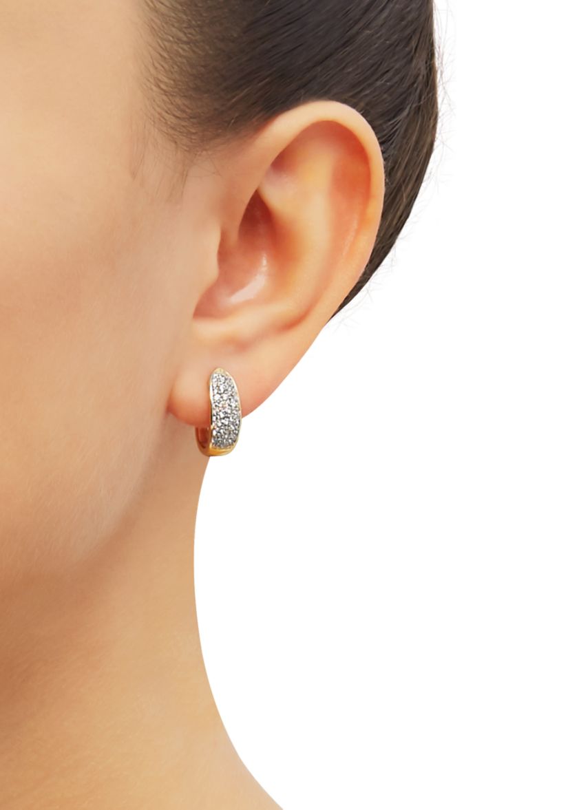 1/2 ct. t.w. Diamond Hoop Earrings in 10K Yellow Gold