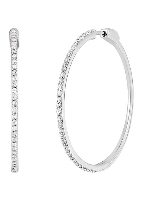 1.0 ct. t.w. Diamond Hoop Earrings in Sterling Silver