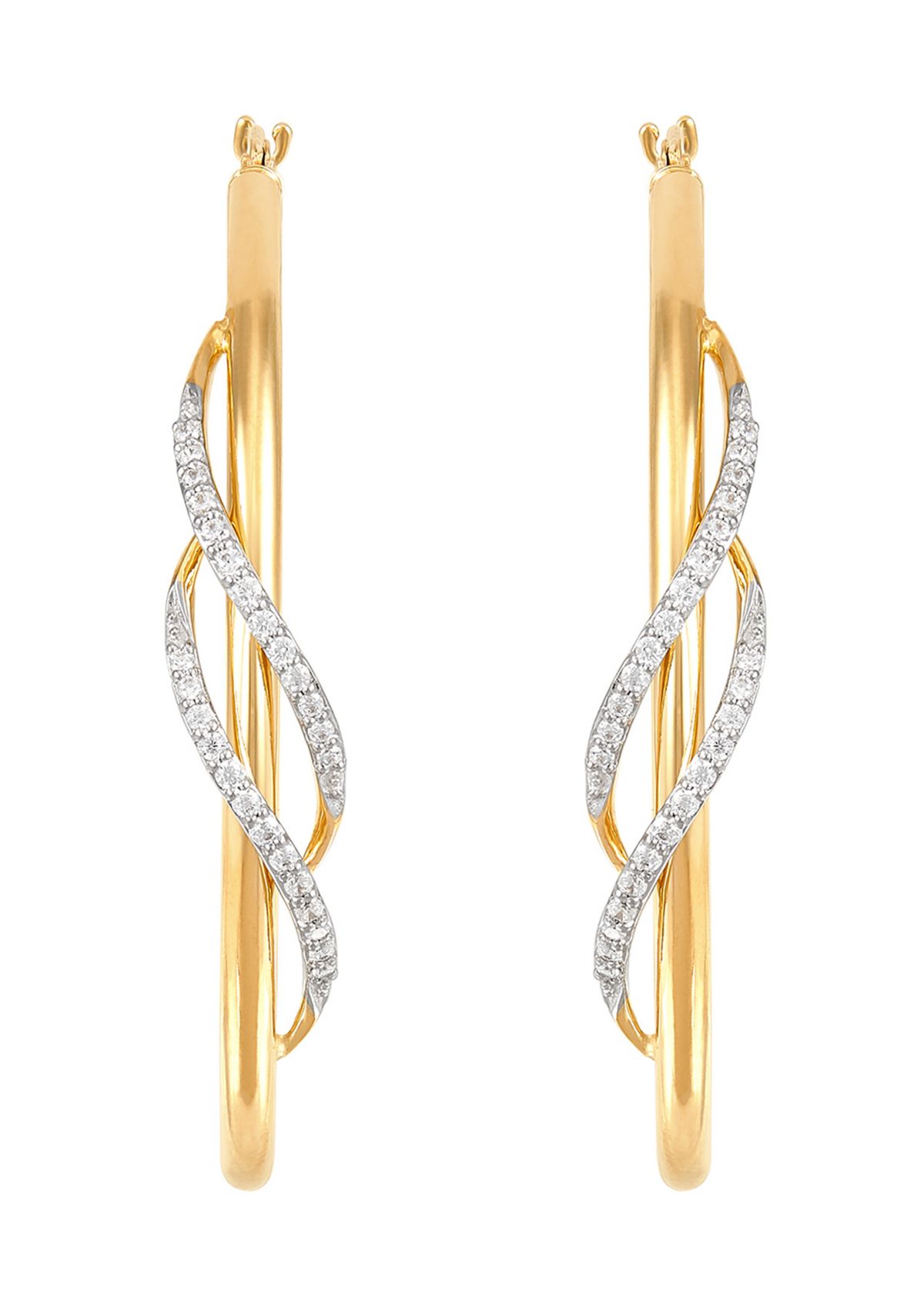 1/5 ct. t.w. Diamond Hoop Earrings in 10K Yellow Gold