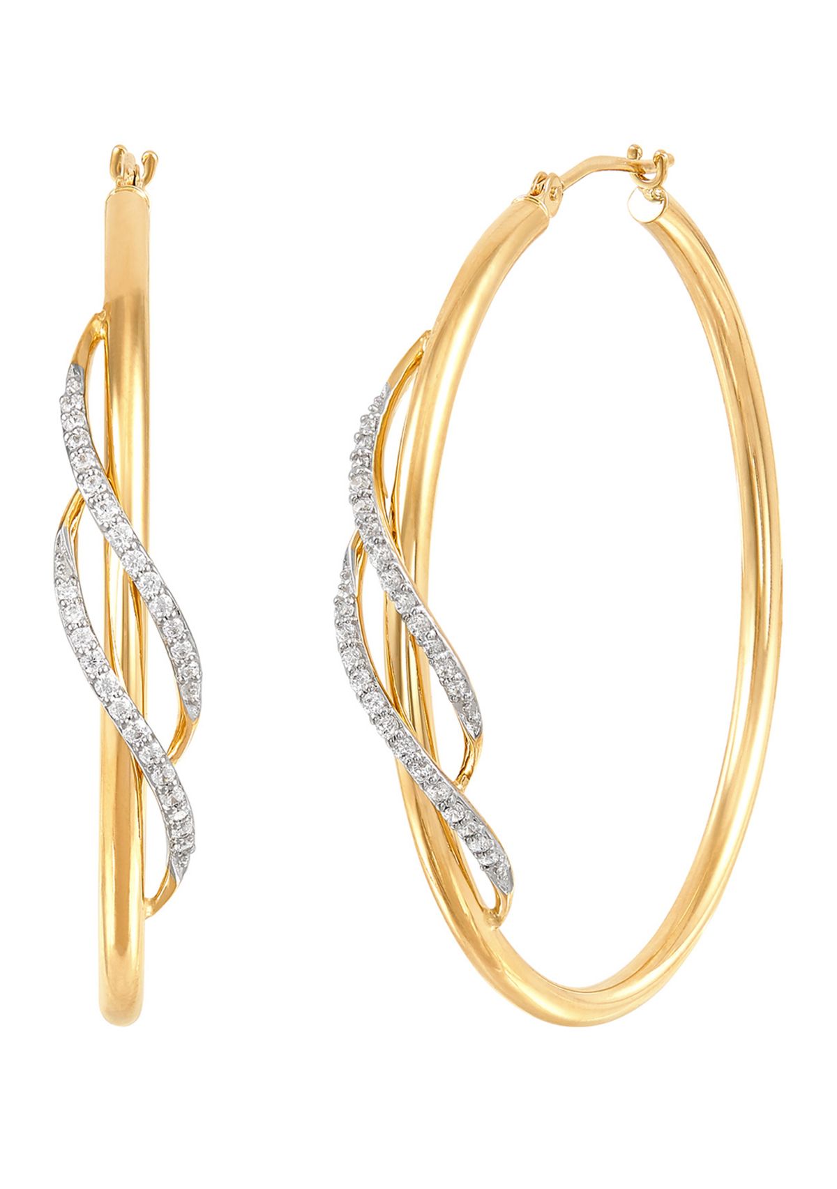 1/5 ct. t.w. Diamond Hoop Earrings in 10K Yellow Gold