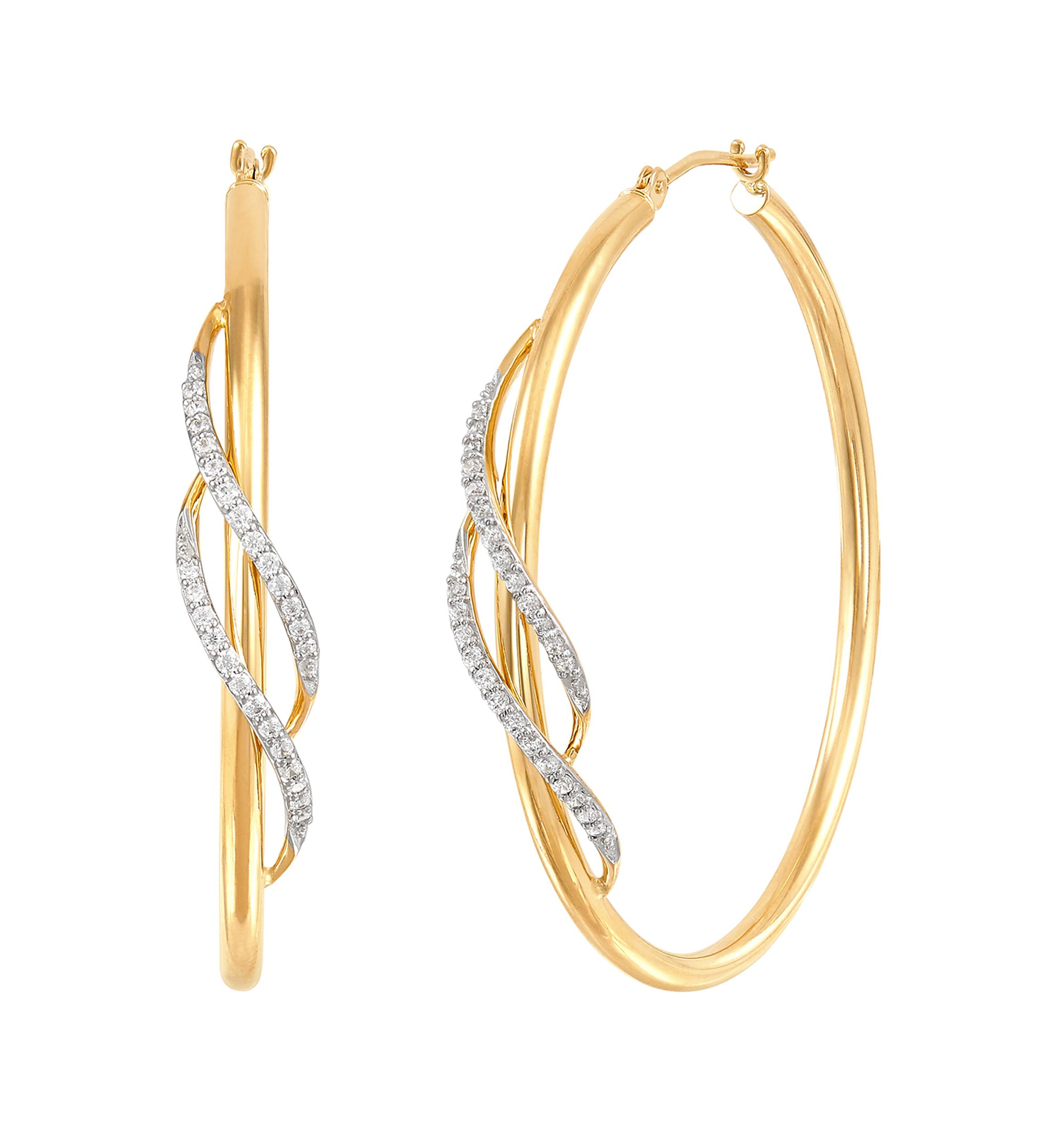 1/5 ct. t.w. Diamond Hoop Earrings in 10K Yellow Gold