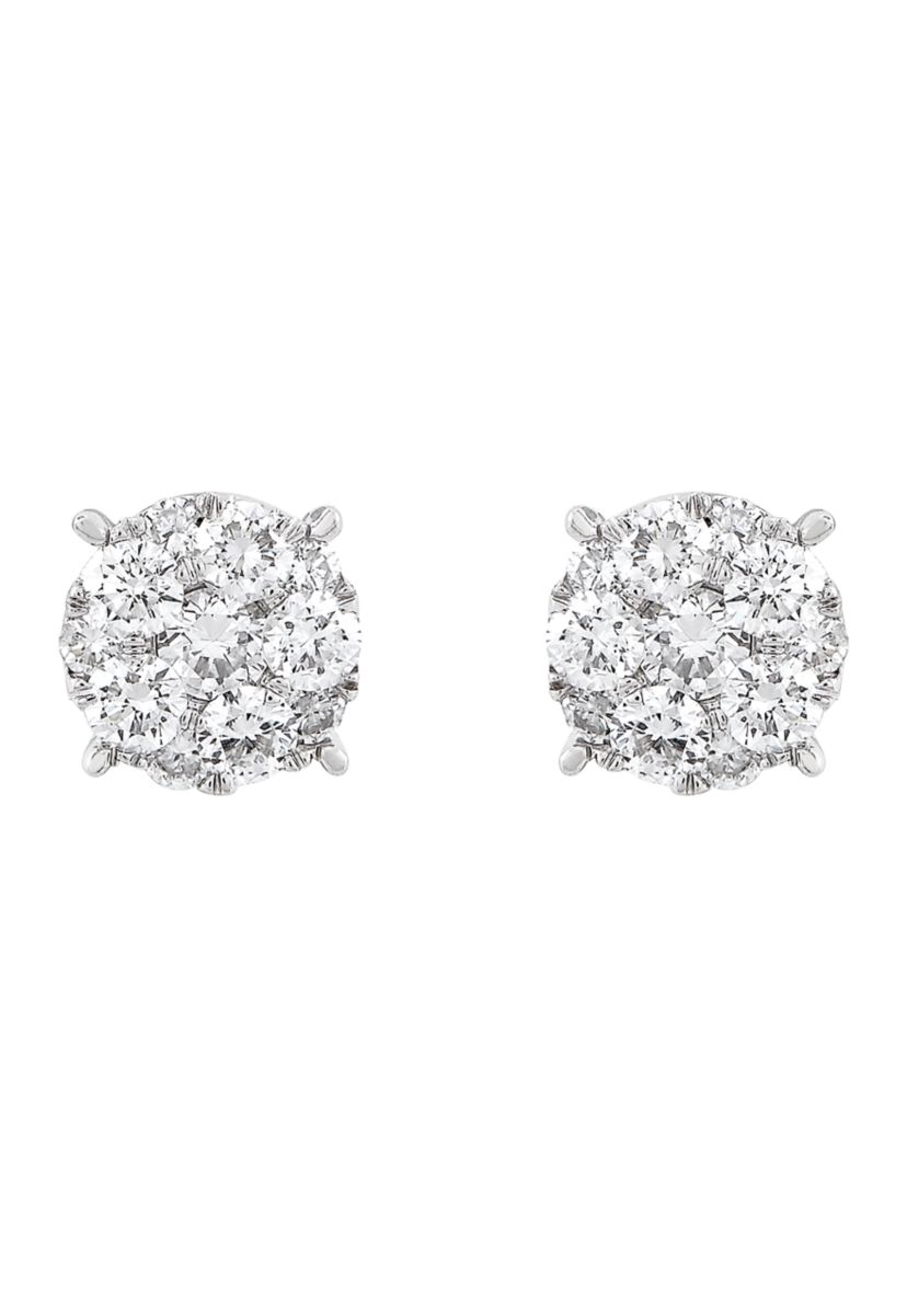 1/2 ct. t.w. Lab Grown Diamond Earrings in Sterling Silver and 3K White Gold