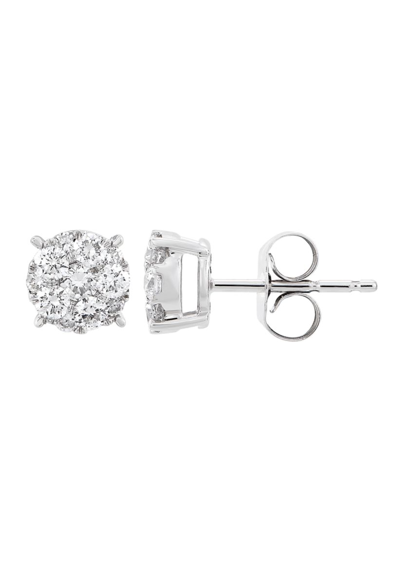 1/2 ct. t.w. Lab Grown Diamond Earrings in Sterling Silver and 3K White Gold