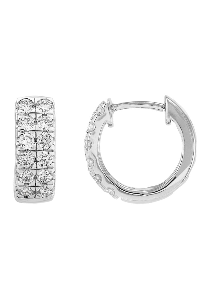3/4 ct. t.w. Lab Created Diamond Hoop Earrings in Sterling Silver