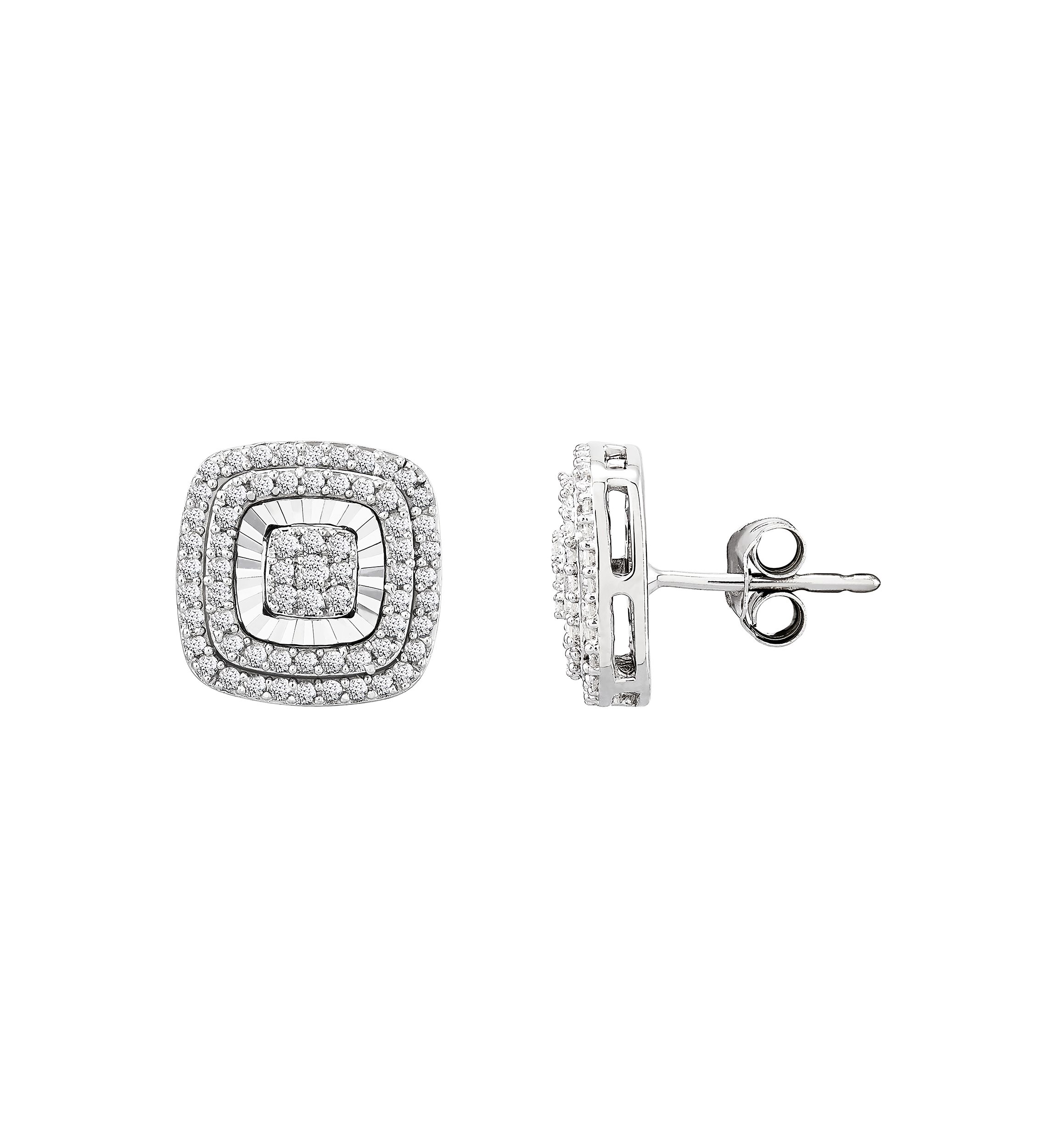 1/2 ct. t.w. Diamond Square Stud Earrings in Sterling Silver