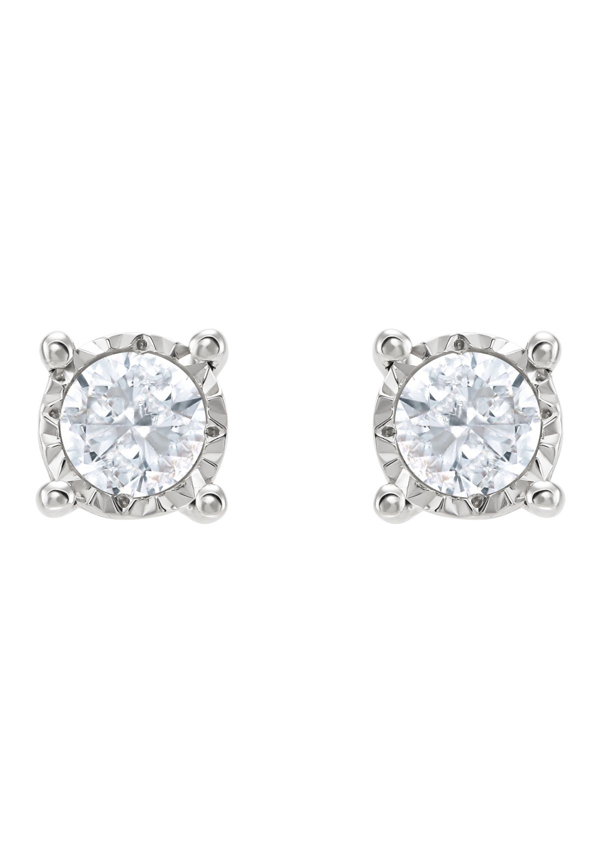 5/8 c.t t.w. Sterling Diamond Stud Earrings