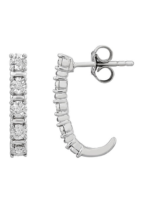 1/10 ct. t.w. Diamond Hoop Earrings in Sterling Silver
