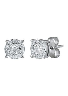 Belk & Co 1/4 Ct. T.w. Diamond Halo Stud Earrings In 14K White Gold