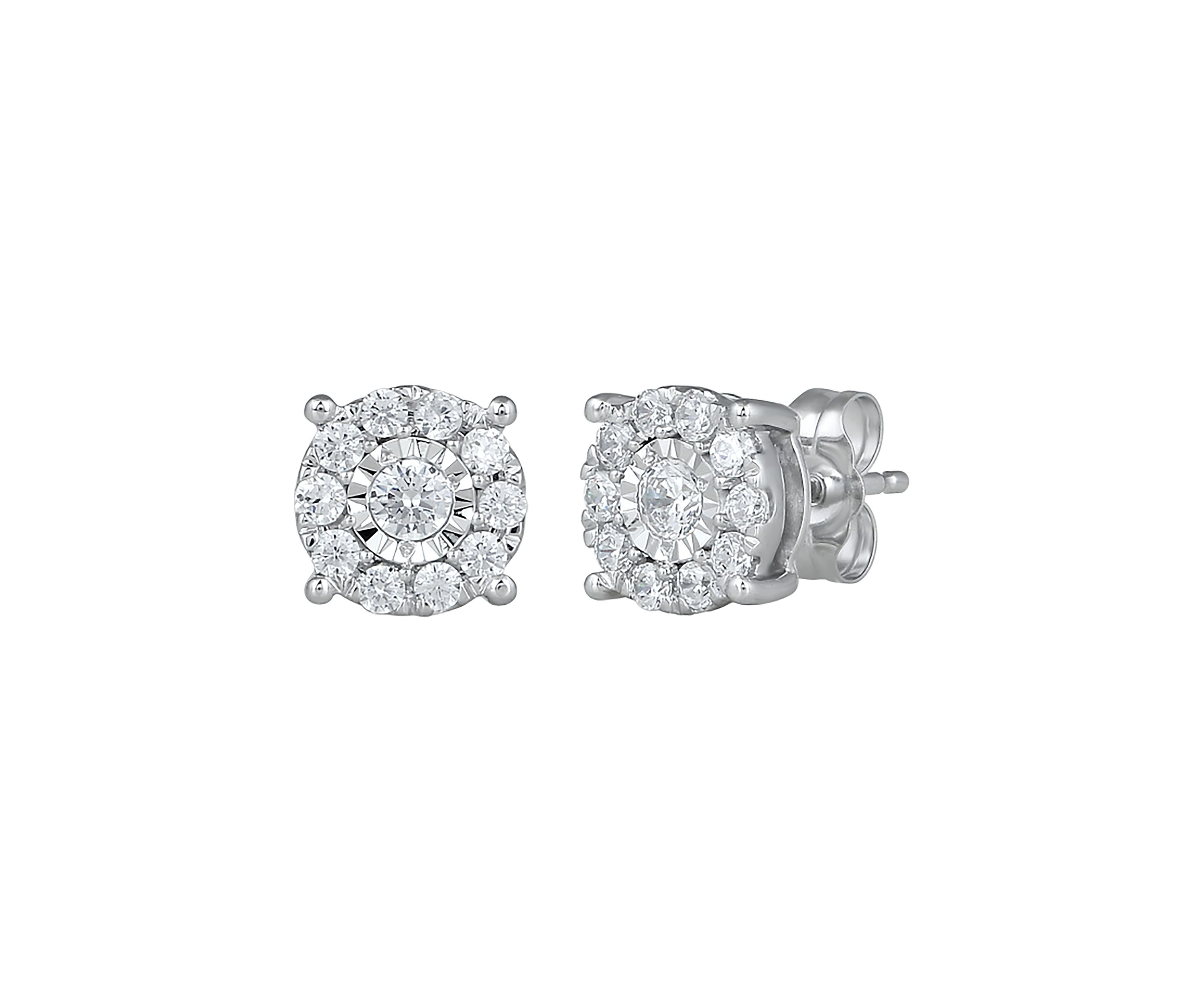 1/2 ct. t.w. Diamond Halo Stud Earrings in 14K White Gold