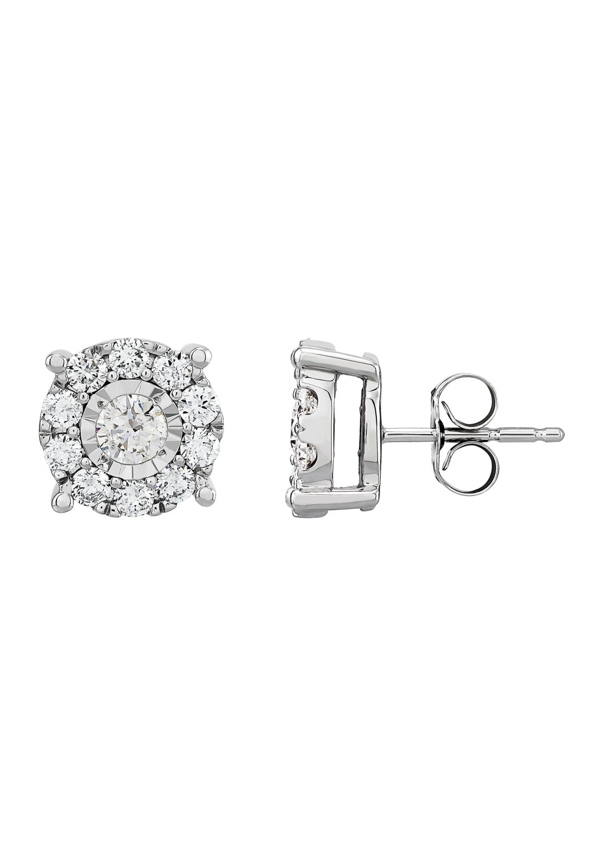 1 ct. t.w. Diamond Halo Stud Earrings in 14K White Gold