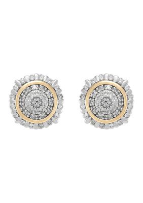 Belk & Co 1/4 ct. t.w. Diamond Earrings in Sterling Silver and 10K Yellow Gold