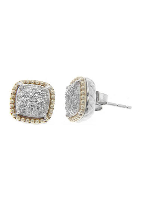 1/10 ct. t.w. Diamond Earring in Sterling Silver and 14K Yellow Gold