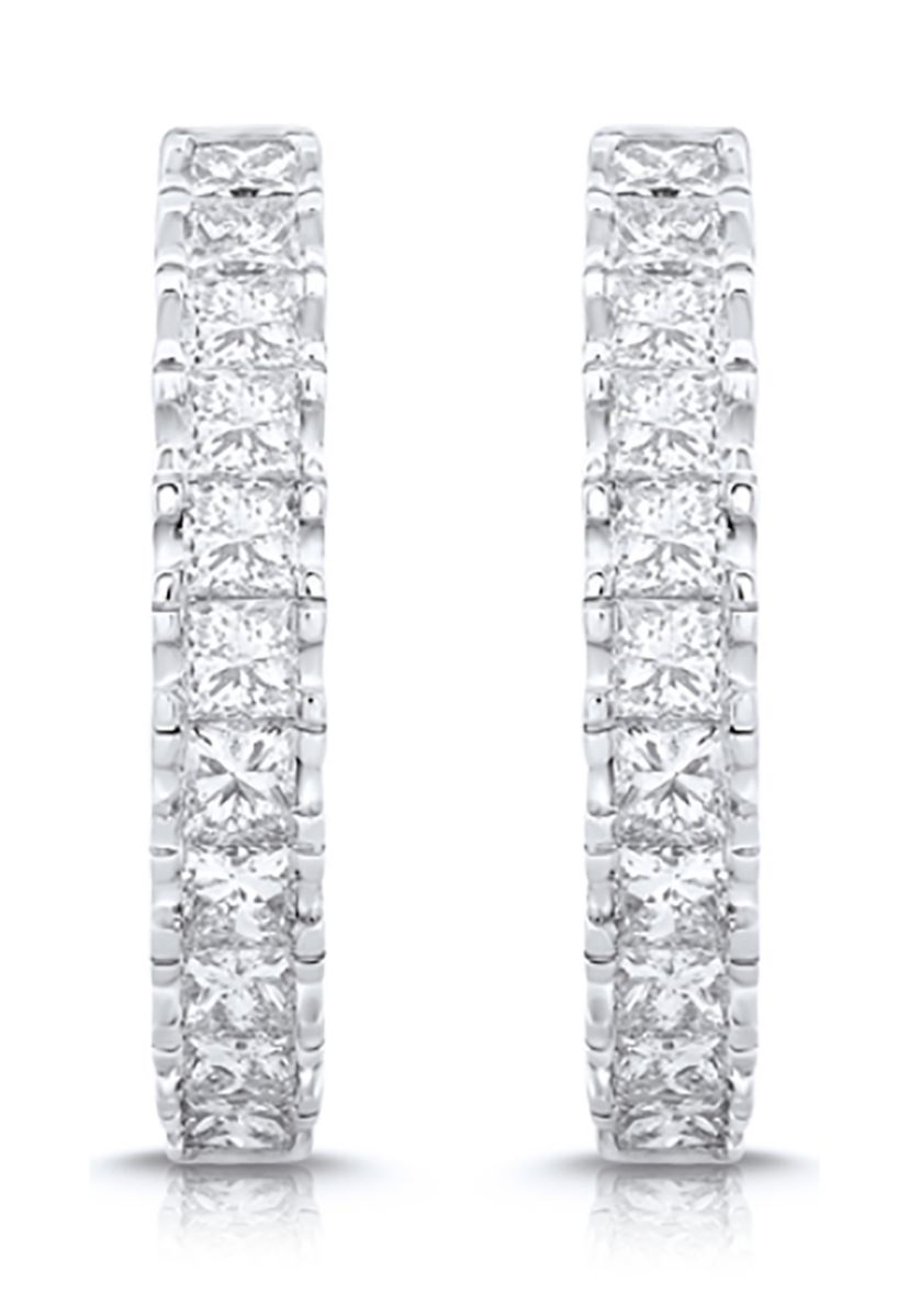 1 ct. t.w. Diamond Hoop Earrings in 10K White Gold