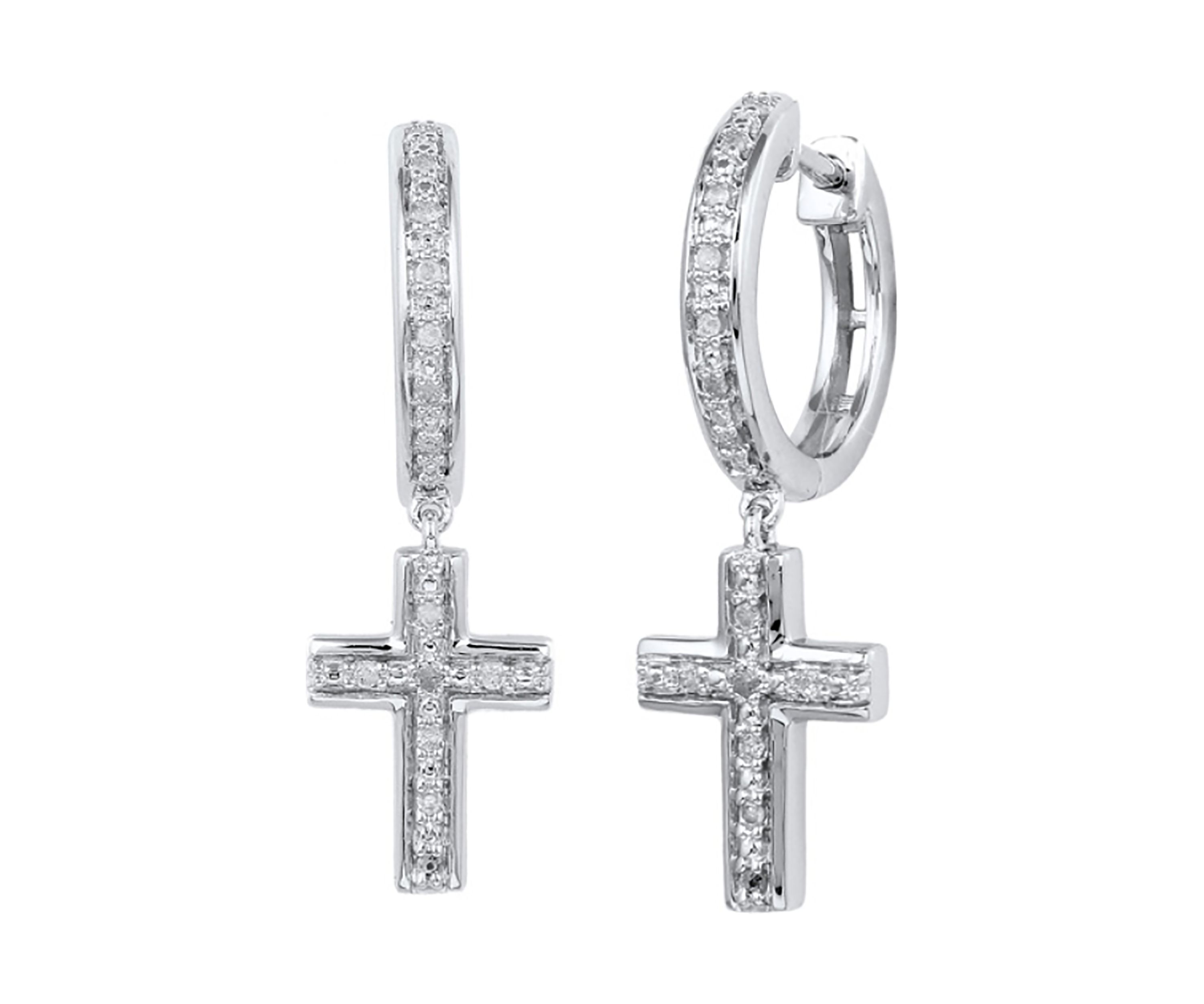  1/10 ct. t.w. Diamond  Hoops in Sterling Silver