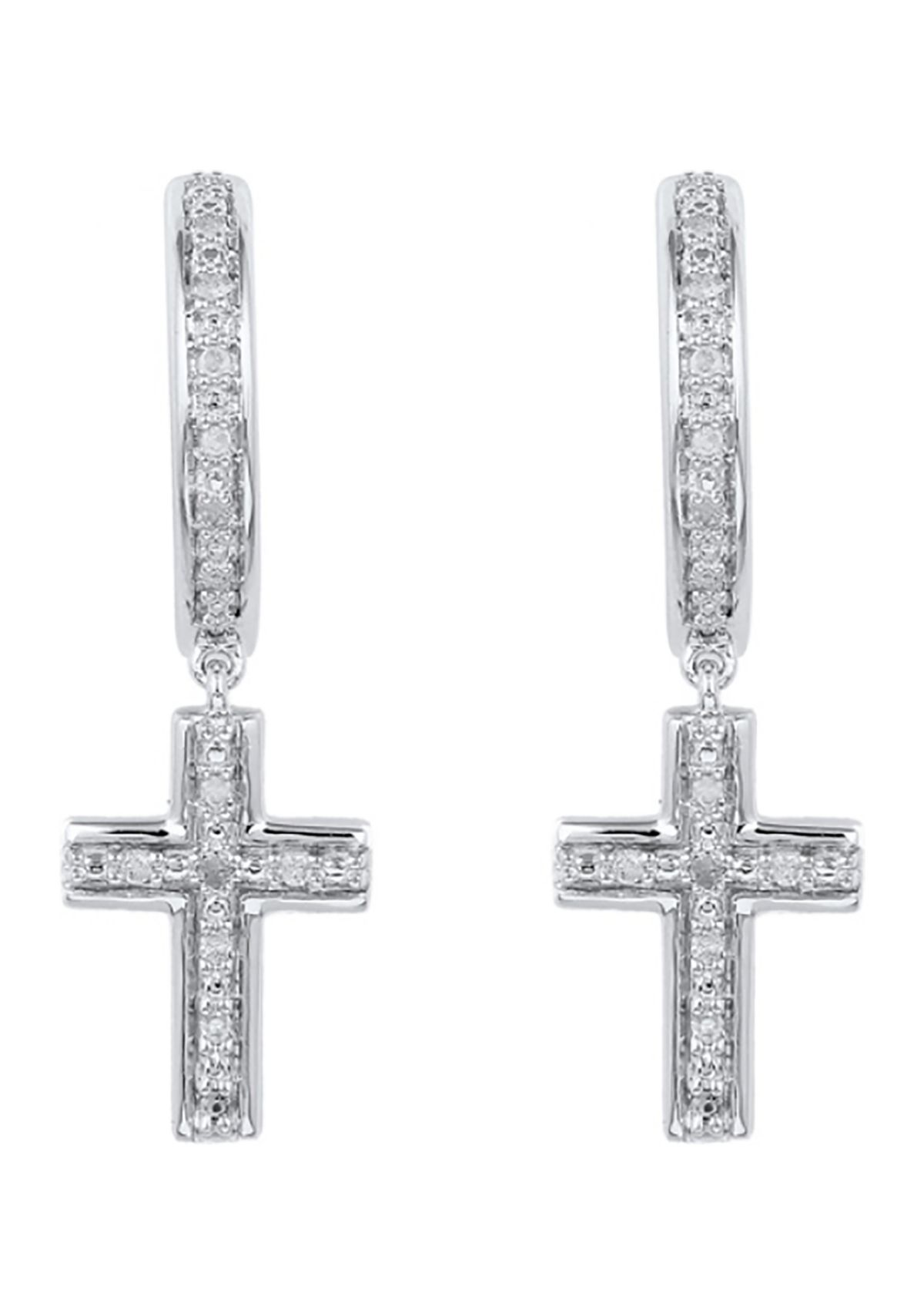  1/10 ct. t.w. Diamond  Hoops in Sterling Silver