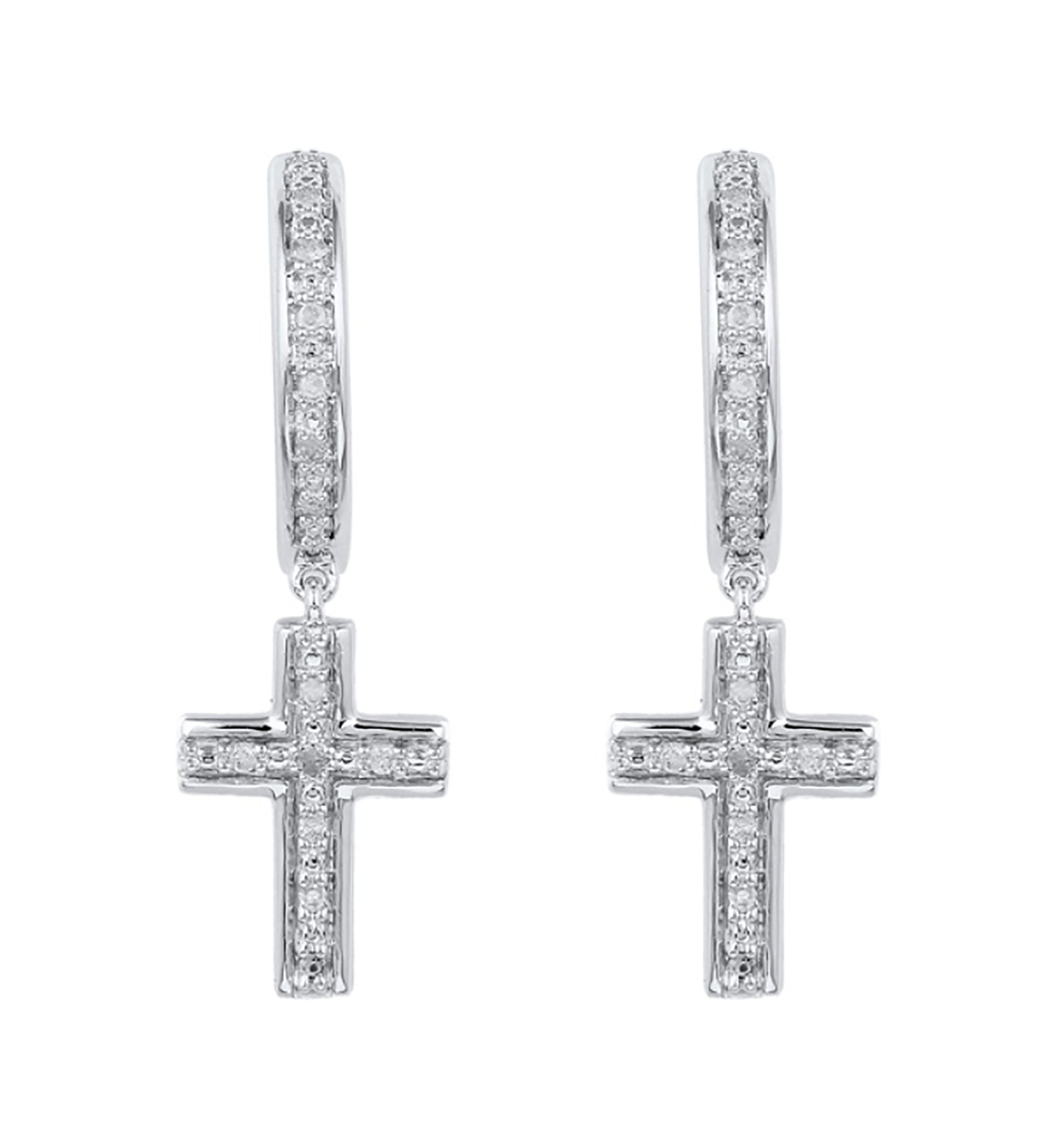  1/10 ct. t.w. Diamond  Hoops in Sterling Silver