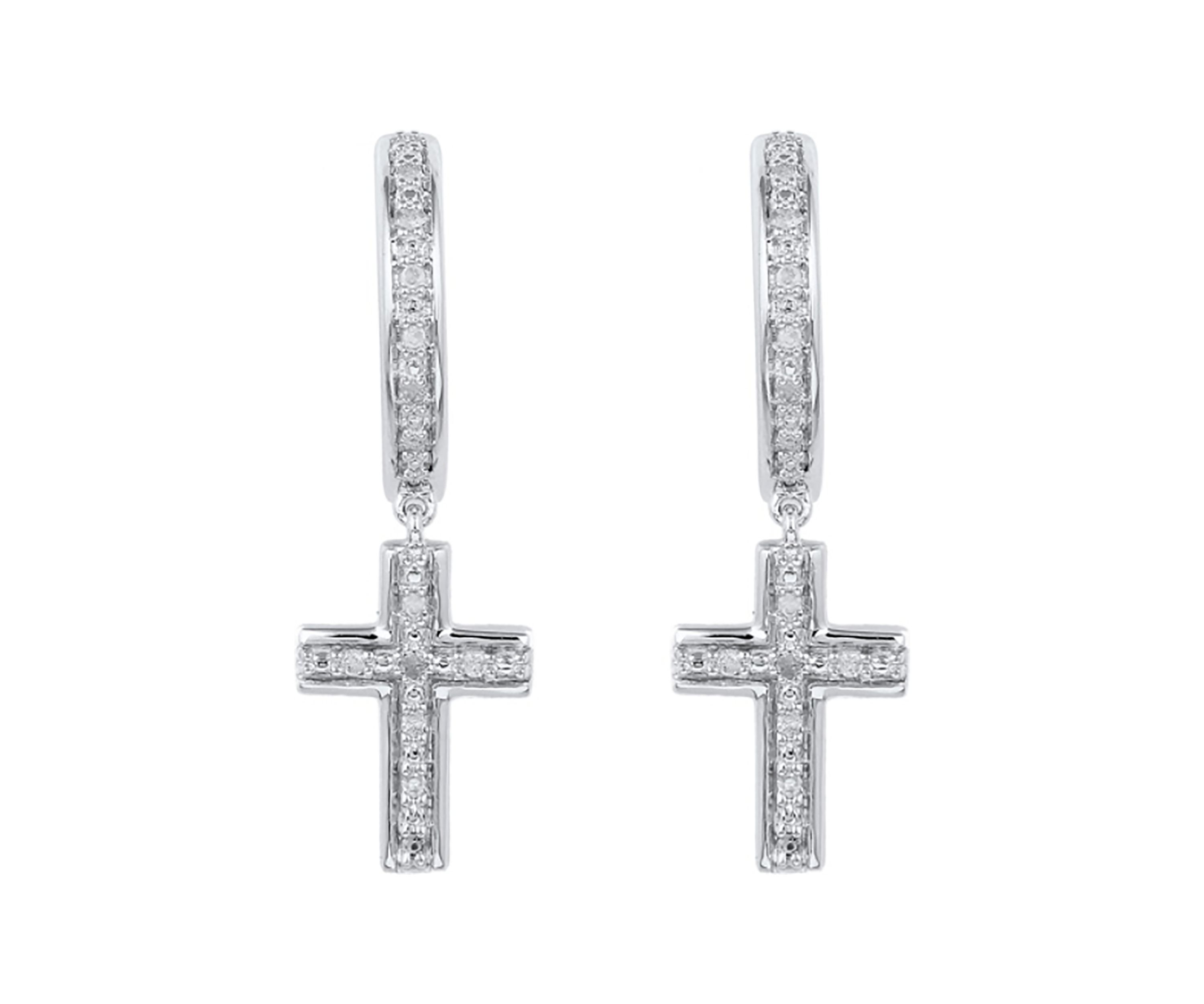  1/10 ct. t.w. Diamond  Hoops in Sterling Silver