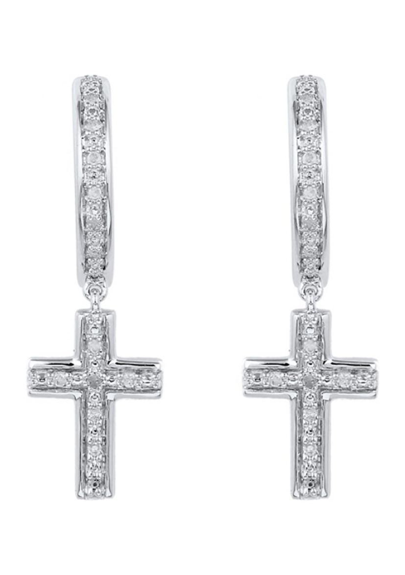  1/10 ct. t.w. Diamond  Hoops in Sterling Silver