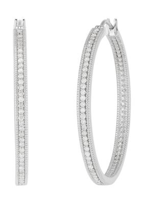Belk & Co. 1/5 ct. t.w. Diamond Hoop Earrings in Sterling Silver | belk