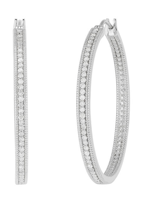 1/2 ct. t.w. Diamond Hoop Earrings in Sterling Silver