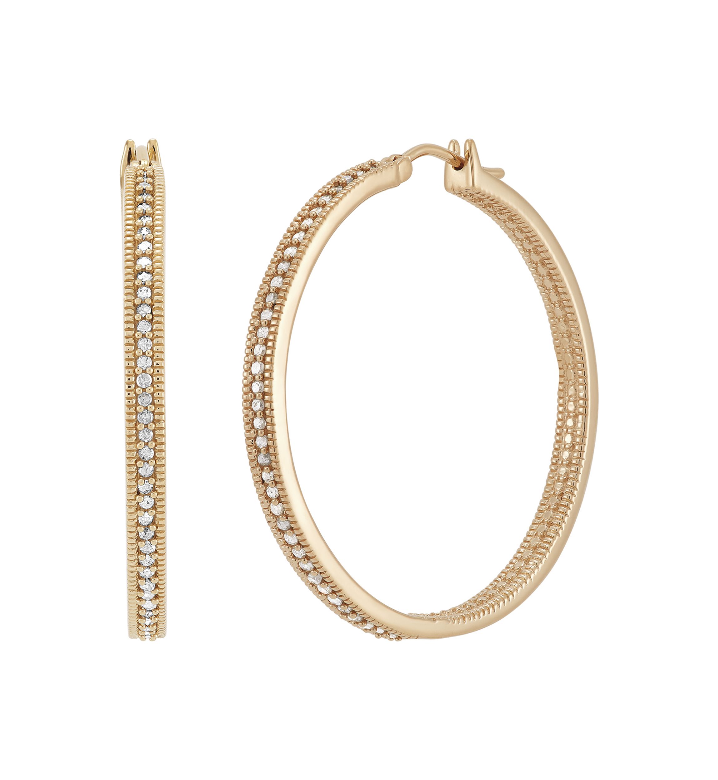 1/2 ct. t.w. Diamond Hoop Earrings in Sterling Silver 