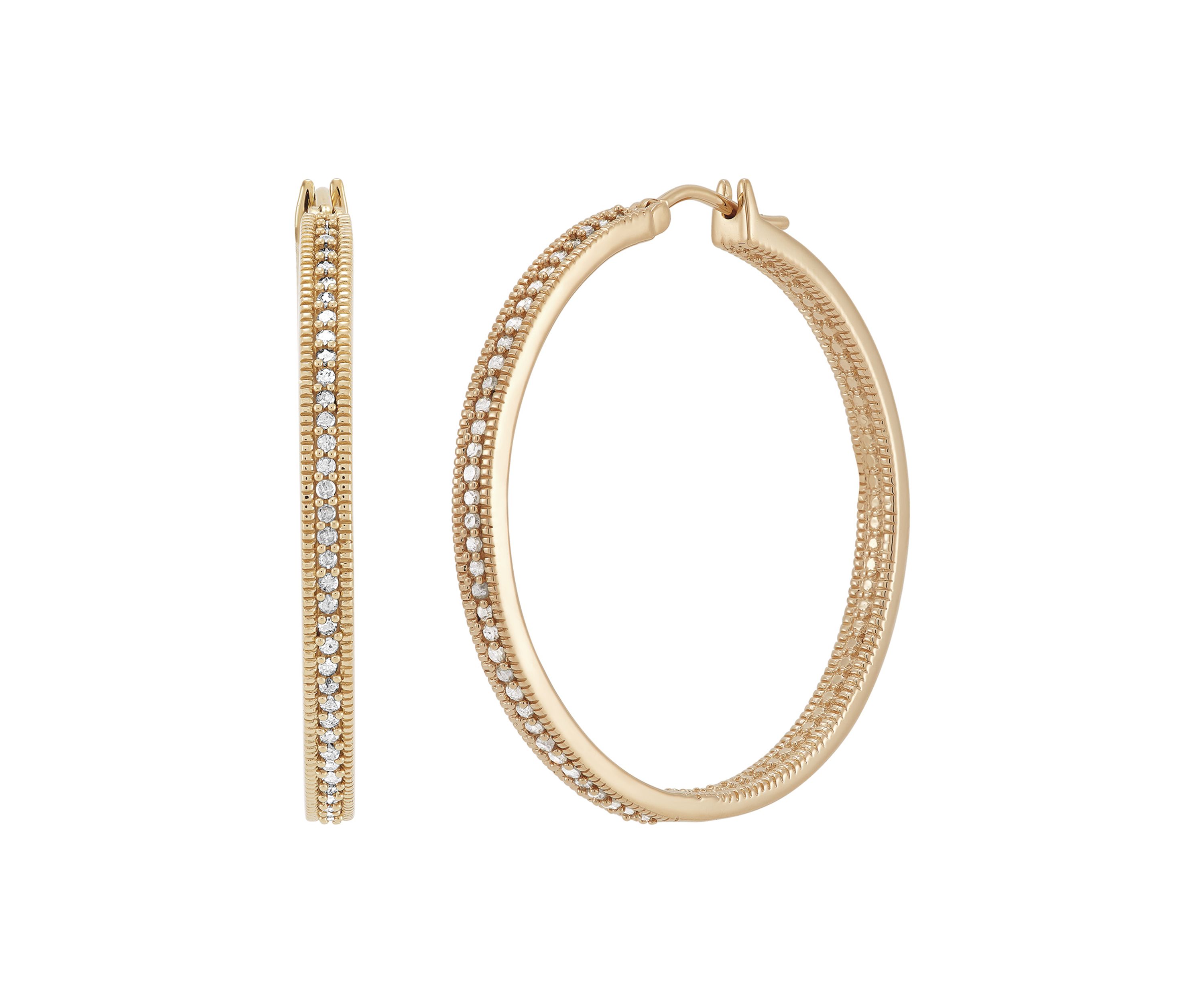 1/2 ct. t.w. Diamond Hoop Earrings in Sterling Silver 