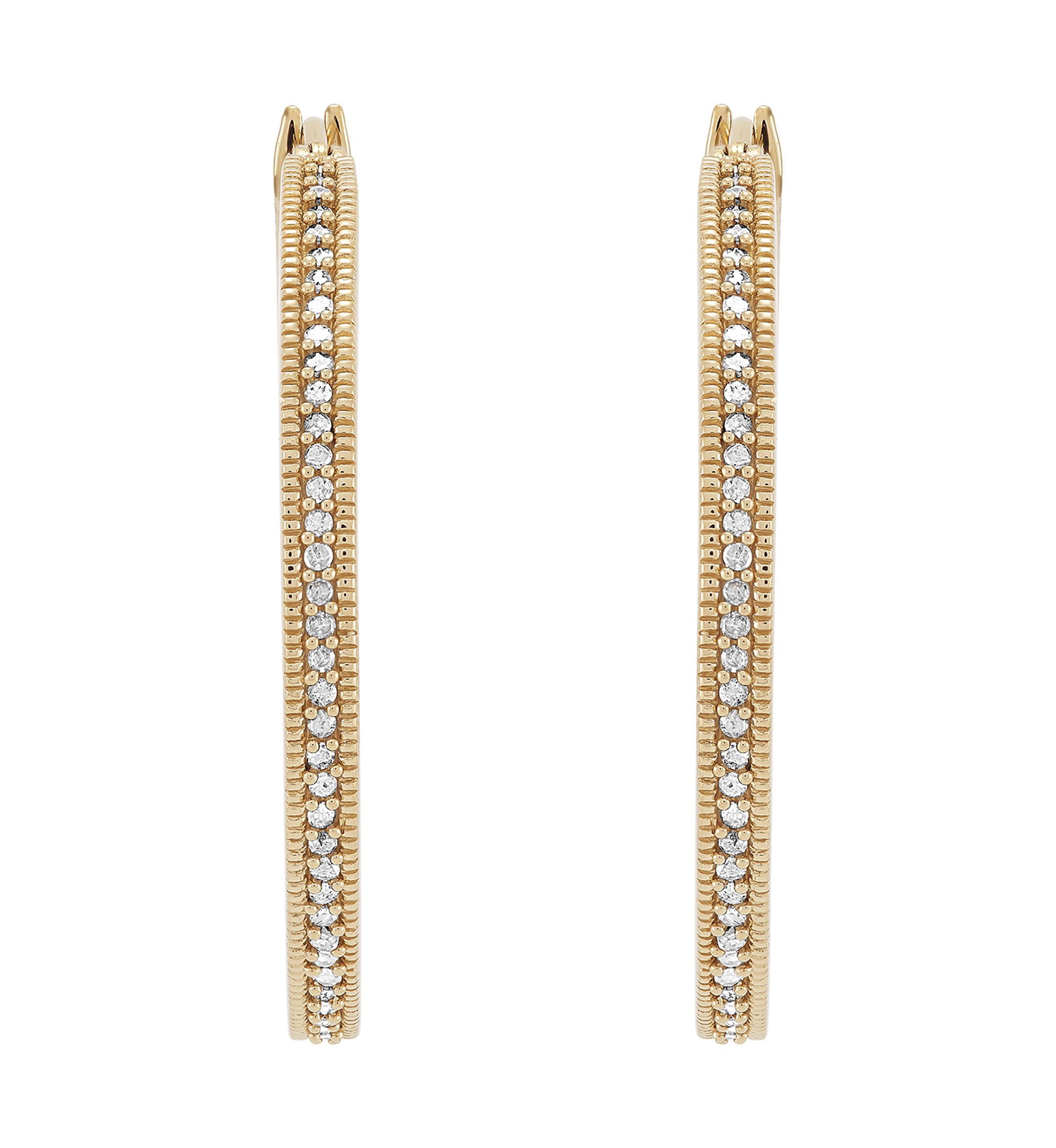 1/2 ct. t.w. Diamond Hoop Earrings in Sterling Silver 