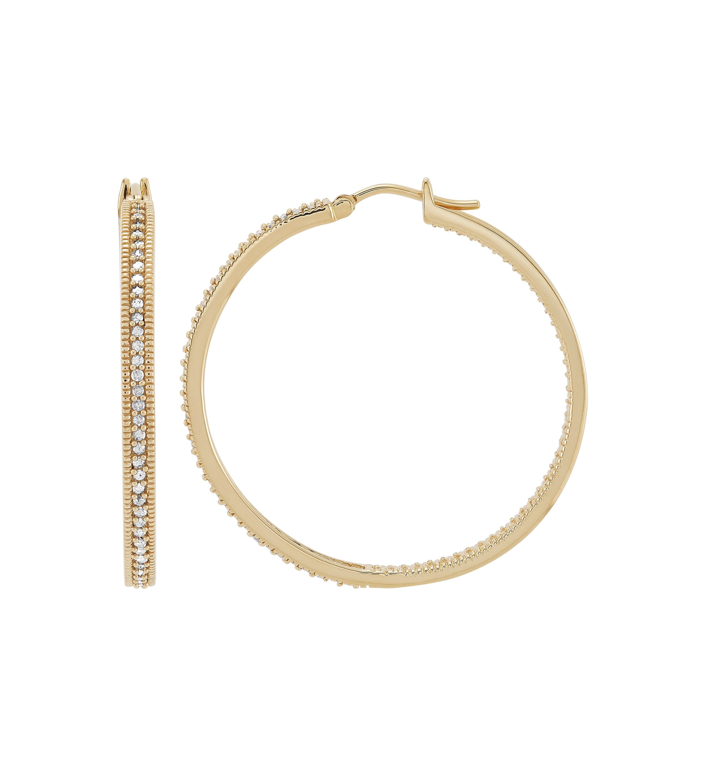 1/2 ct. t.w. Diamond Hoop Earrings in Sterling Silver 