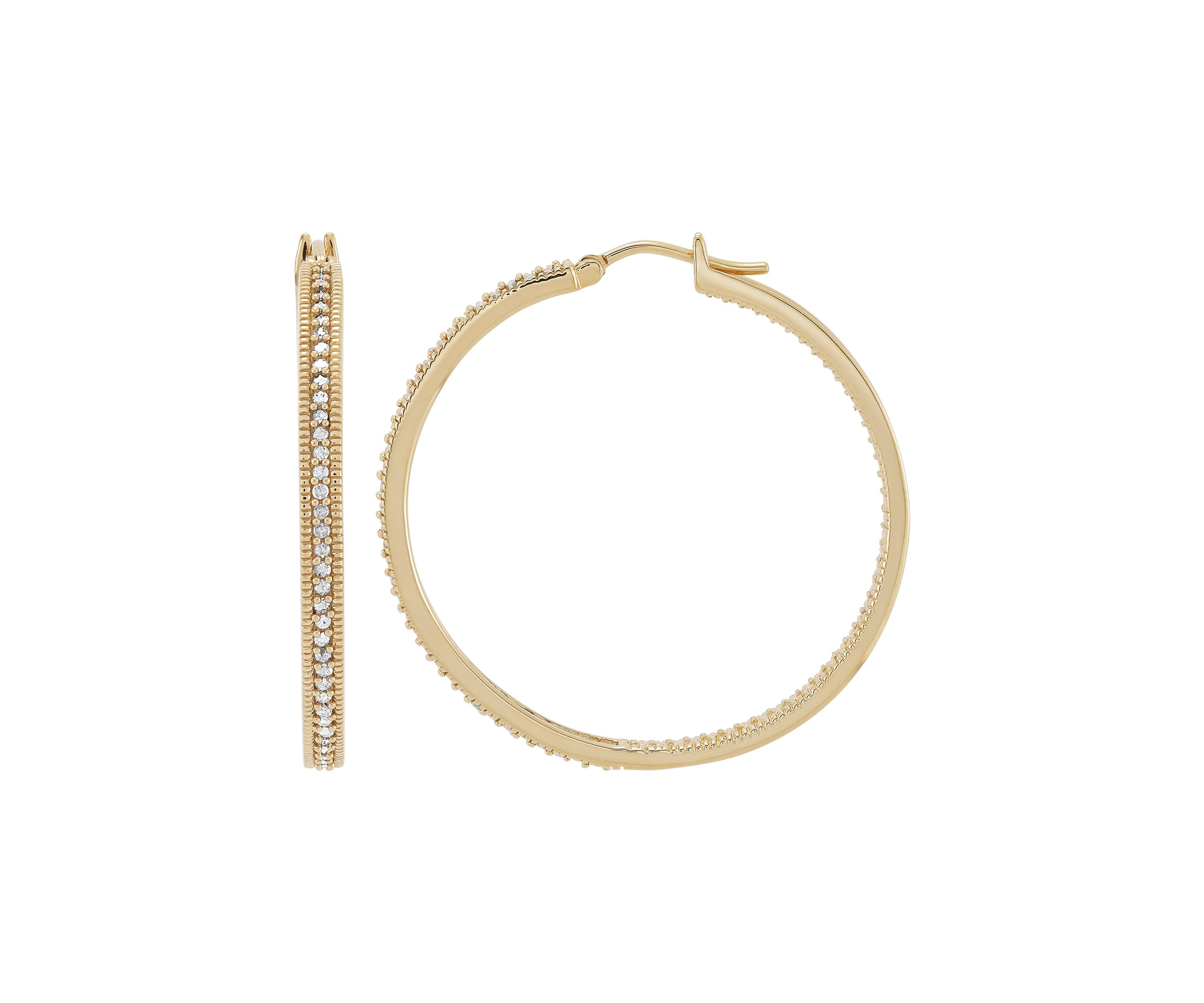 1/2 ct. t.w. Diamond Hoop Earrings in Sterling Silver 