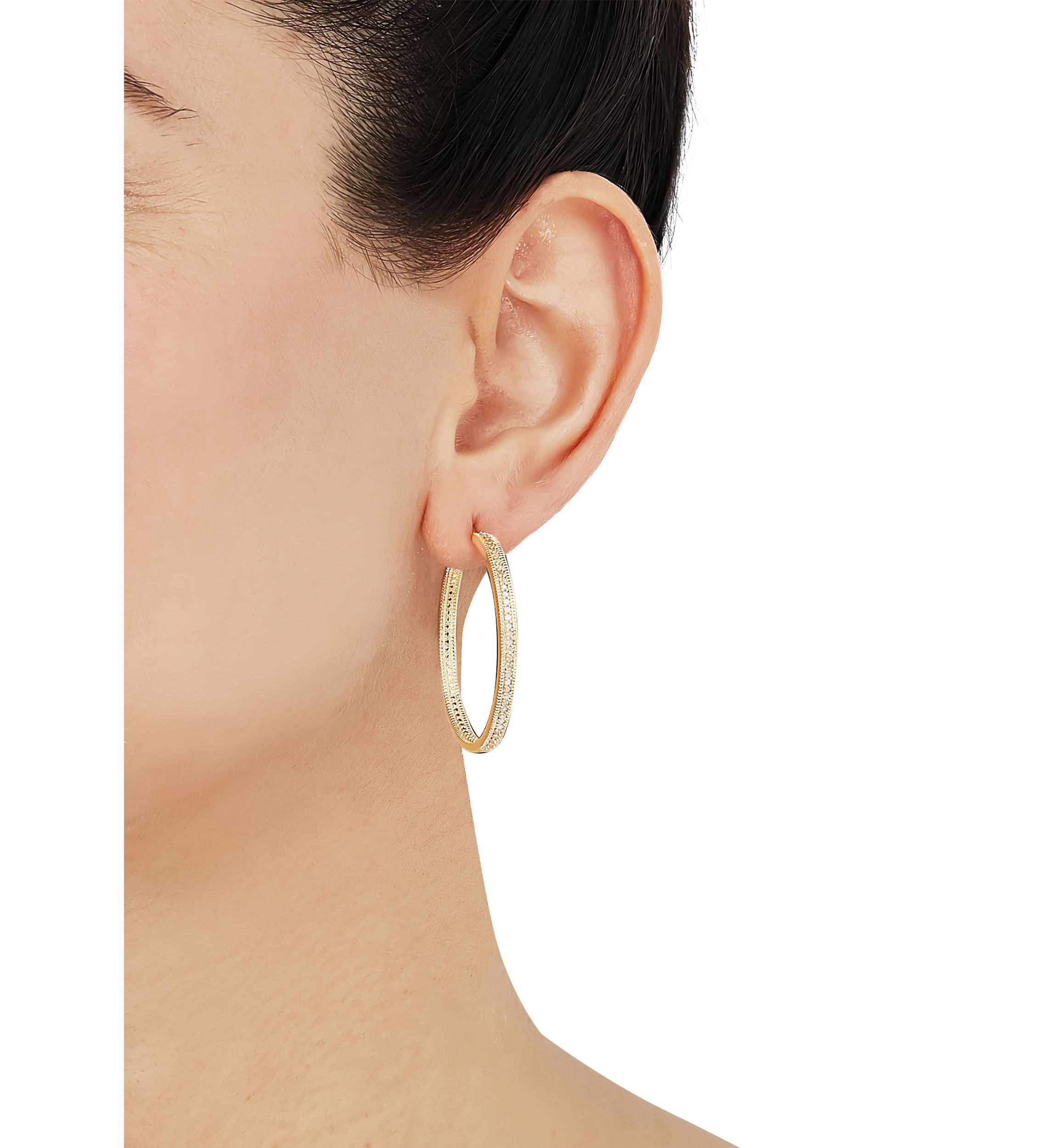 1/2 ct. t.w. Diamond Hoop Earrings in Sterling Silver 