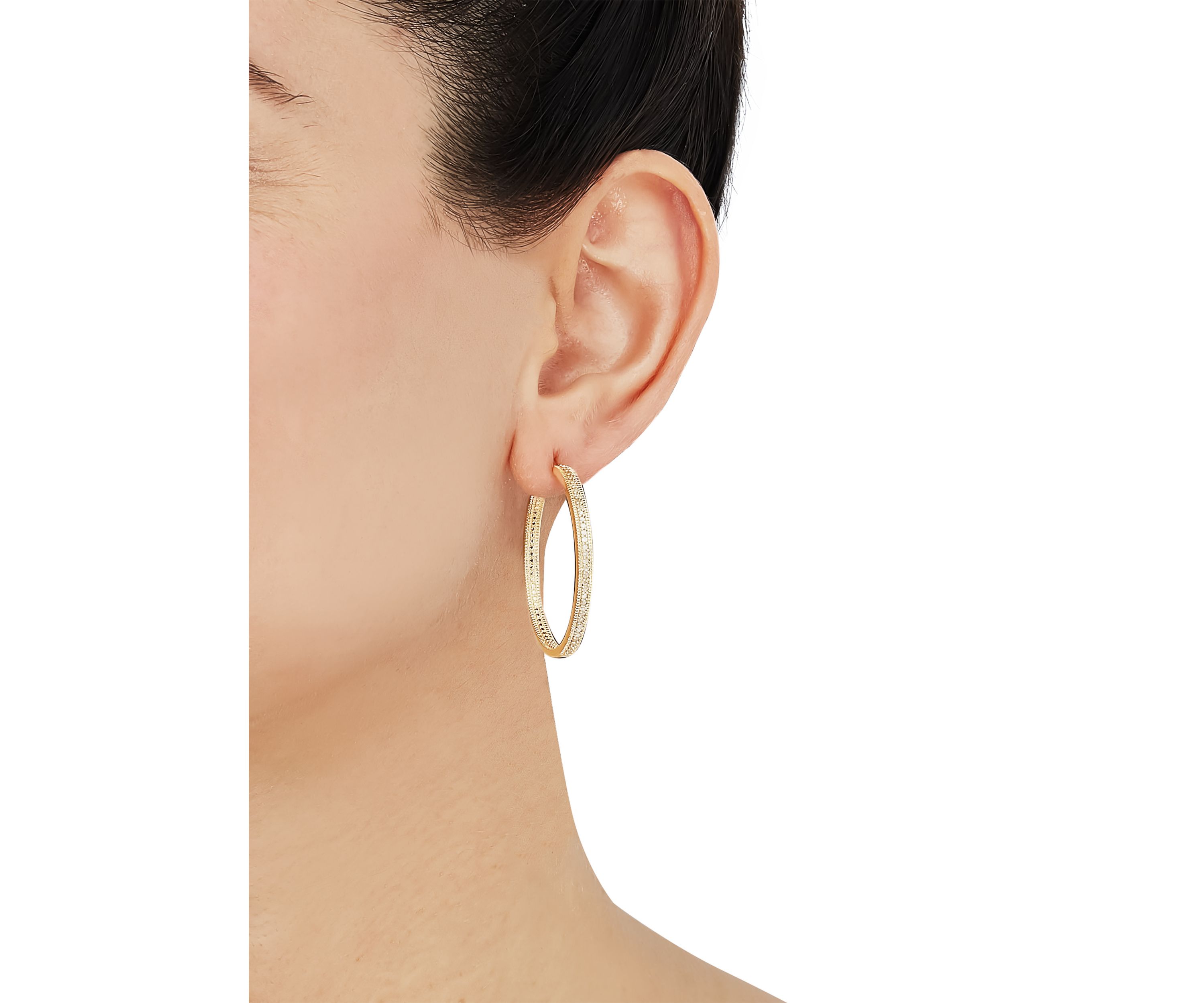 1/2 ct. t.w. Diamond Hoop Earrings in Sterling Silver 
