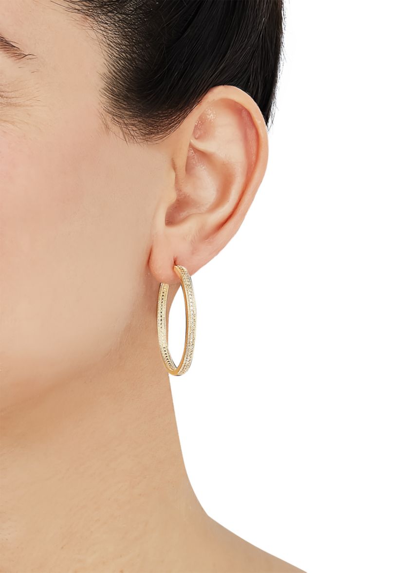 1/2 ct. t.w. Diamond Hoop Earrings in Sterling Silver 