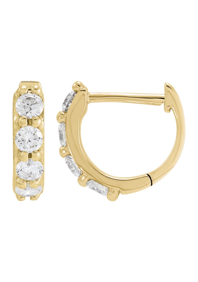 1/5 ct. t.w. Diamond Hoop Earrings in 14K Yellow Gold